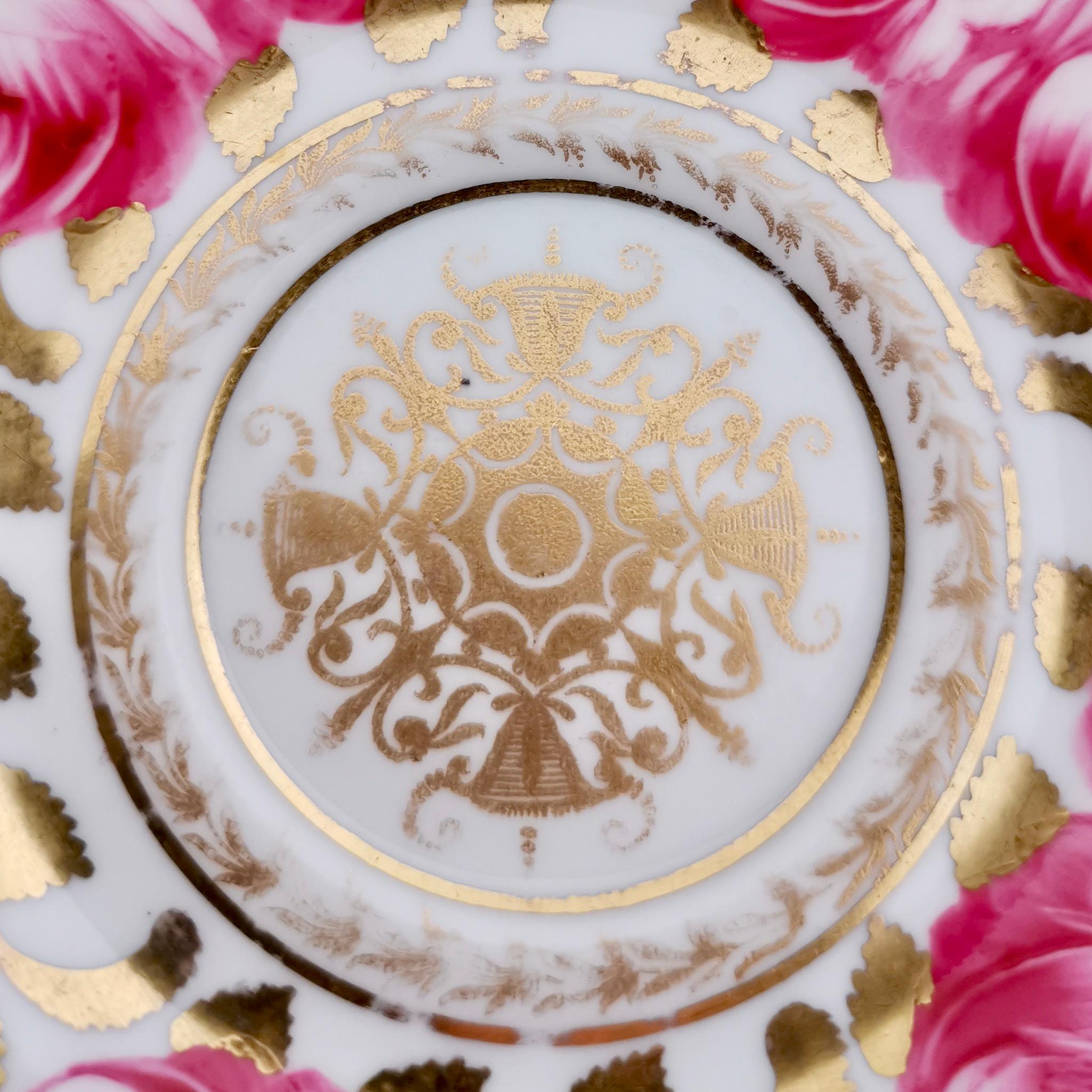Early 19th Century Romantic Coffee Cup, Pink Billingsley Roses, Regency 1820-1825
