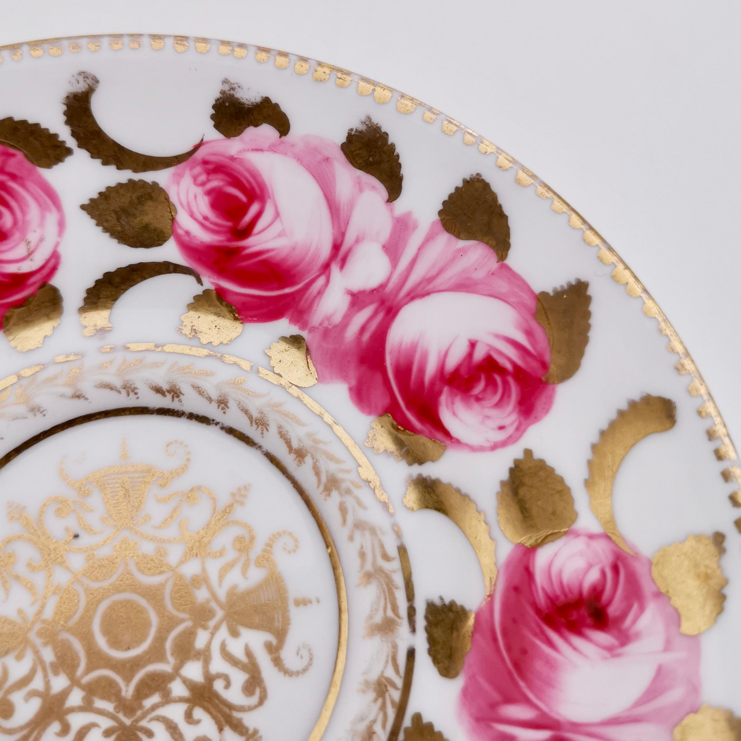 Porcelain Romantic Coffee Cup, Pink Billingsley Roses, Regency 1820-1825