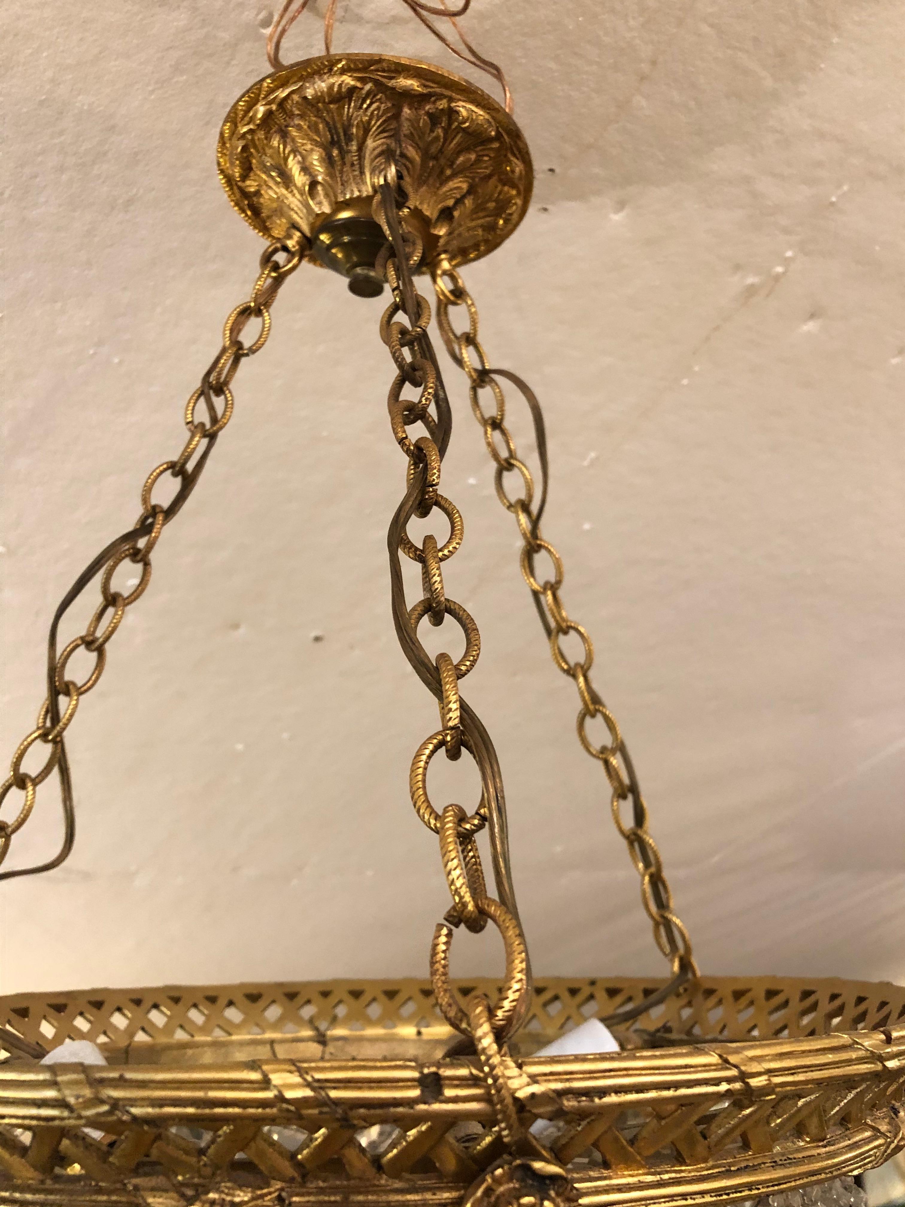 Romantic Crystal Encrusted Small Dome-Shaped Chandelier In Good Condition In Hopewell, NJ