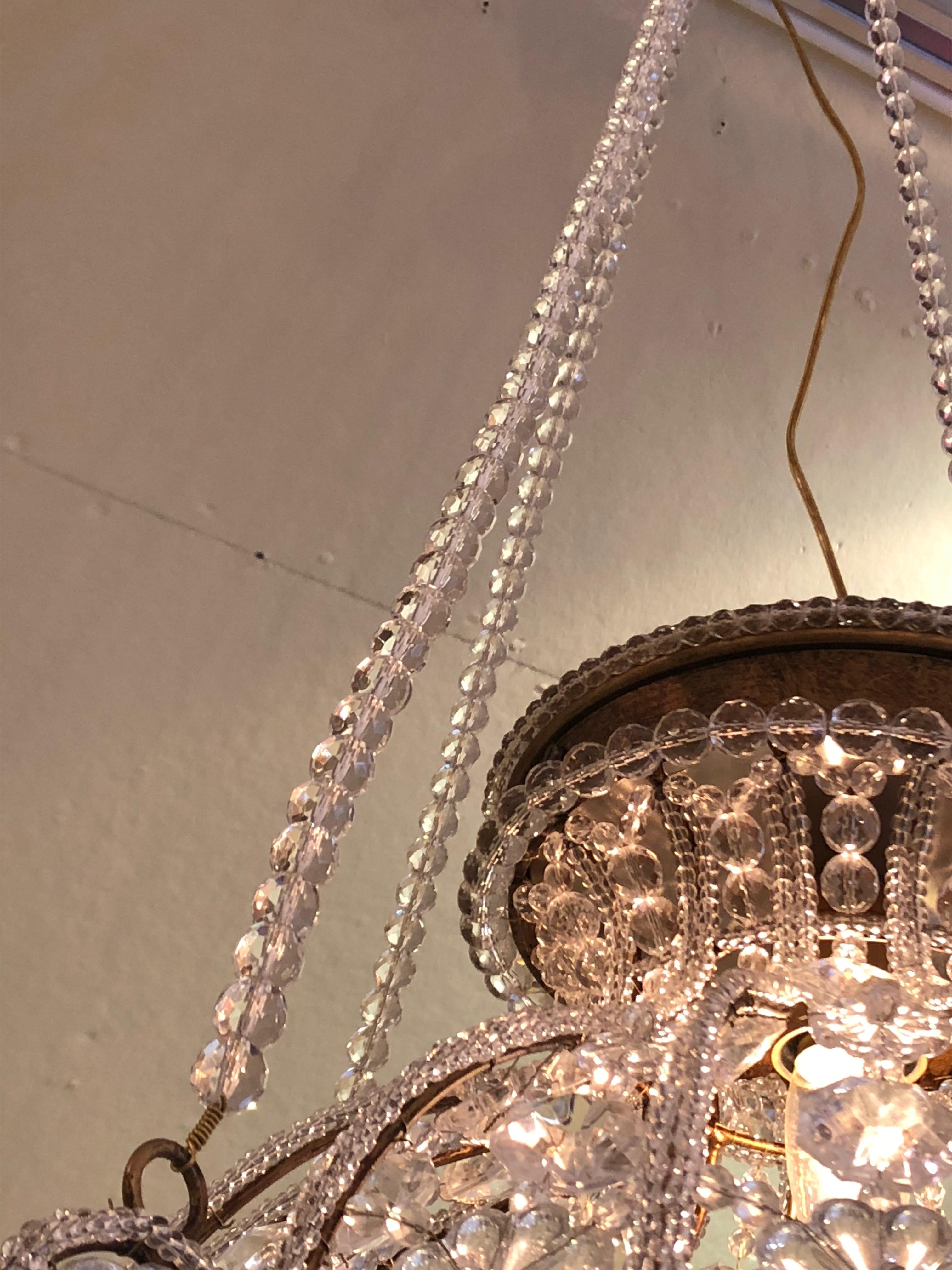 American Romantic Crystal Spherical Chandelier Pendant with Florets