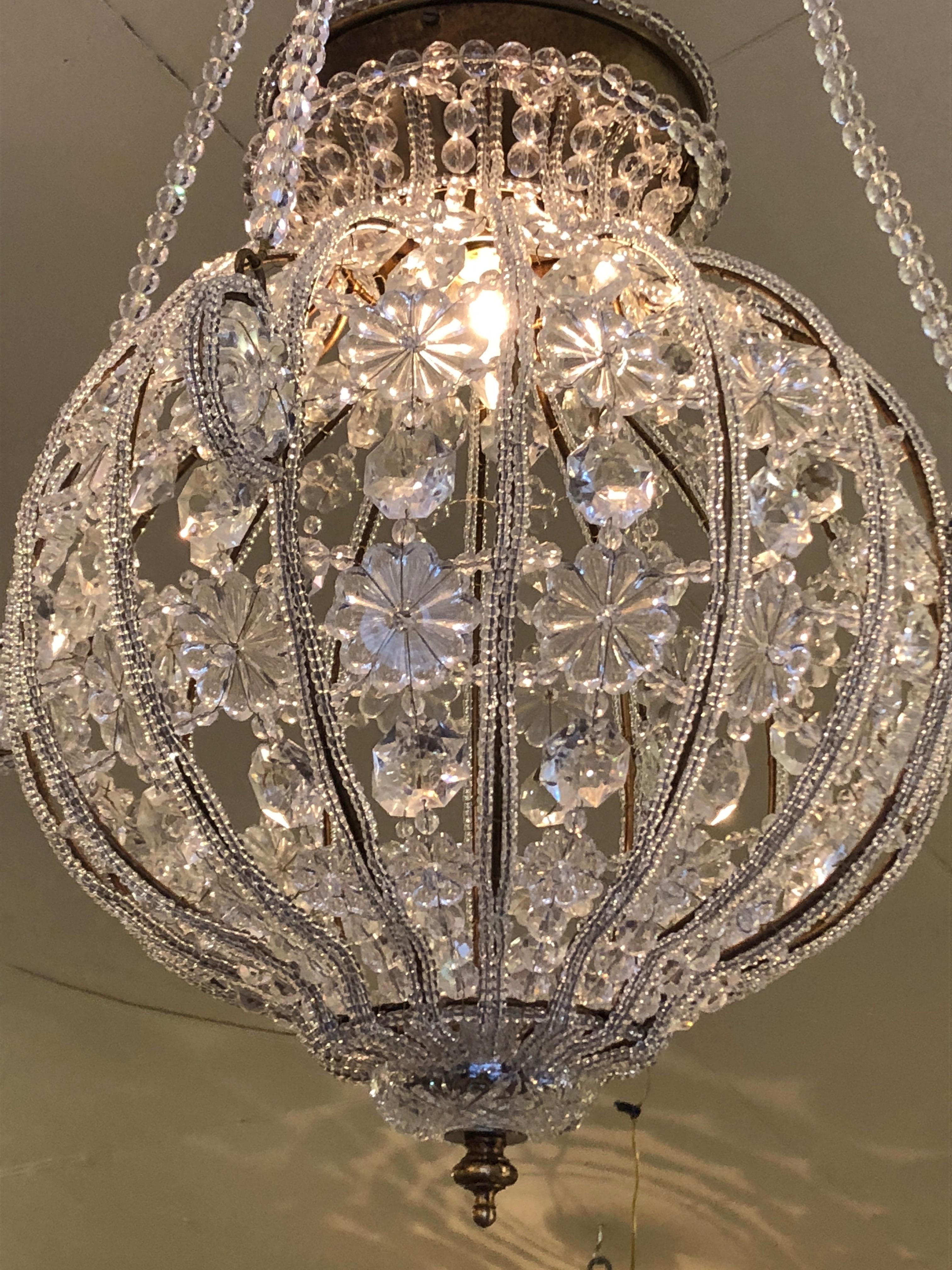 Romantic Crystal Spherical Chandelier Pendant with Florets 2