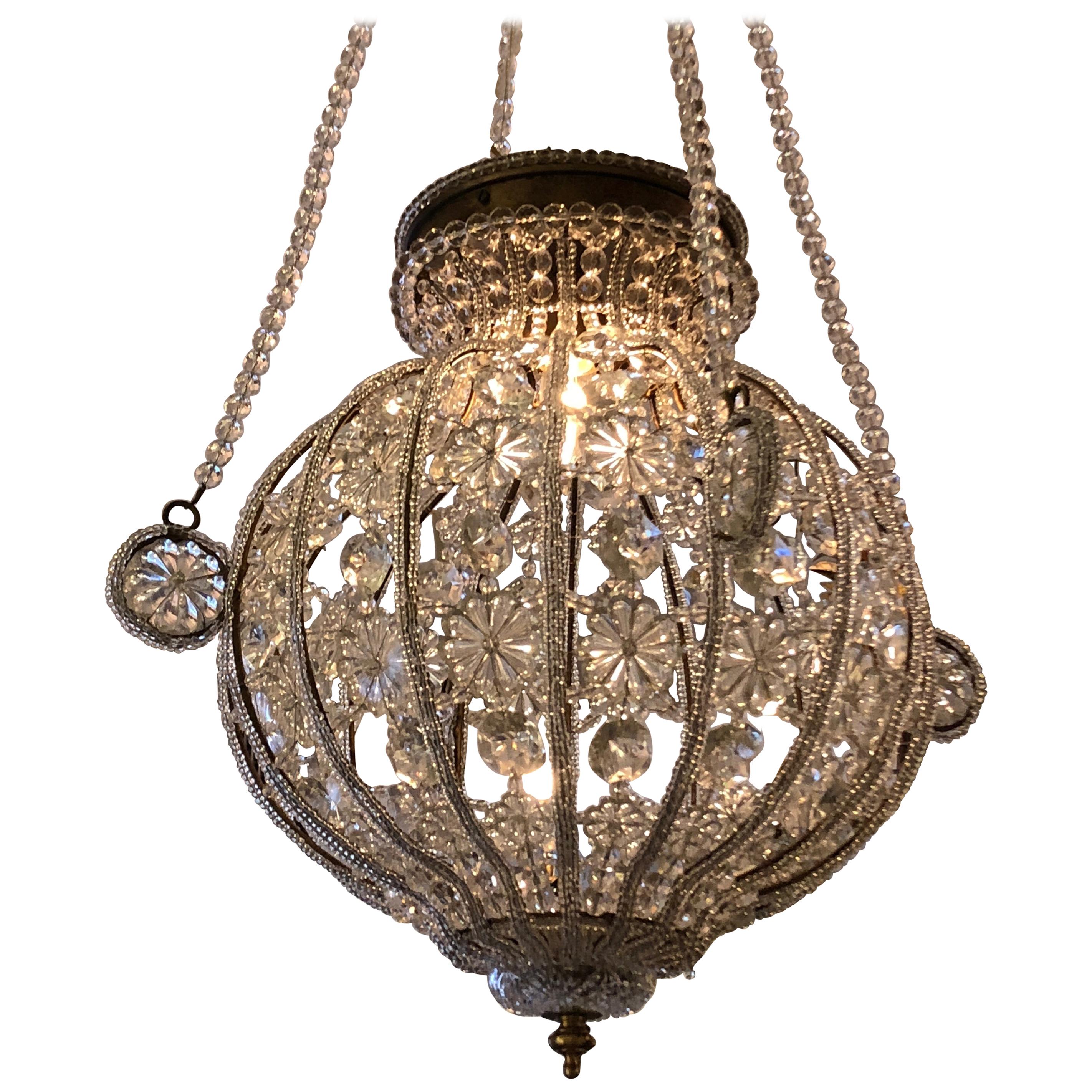 Romantic Crystal Spherical Chandelier Pendant with Florets