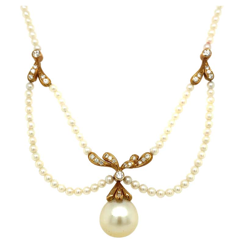 Antique Pearl and Brushed Gold Necklace and Earring Suite, Bridal 18 ...