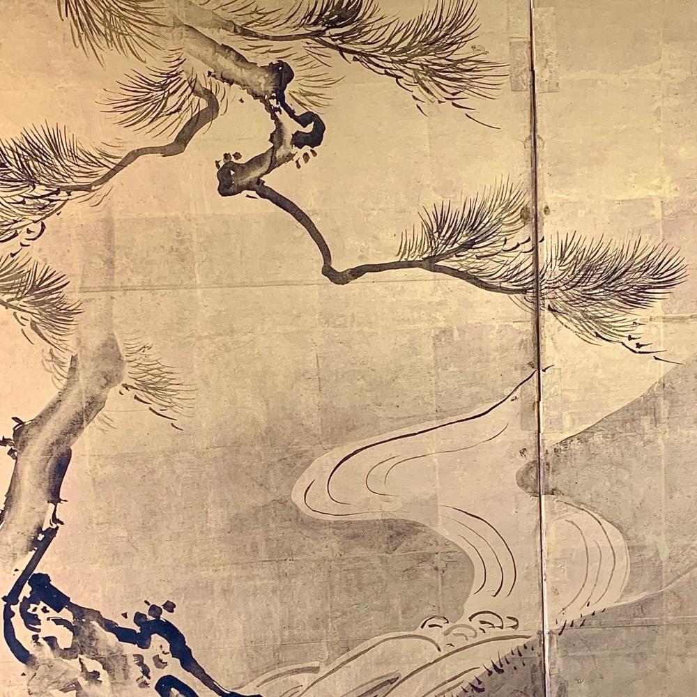 Japanese Romantic Edo Peacock Screen For Sale