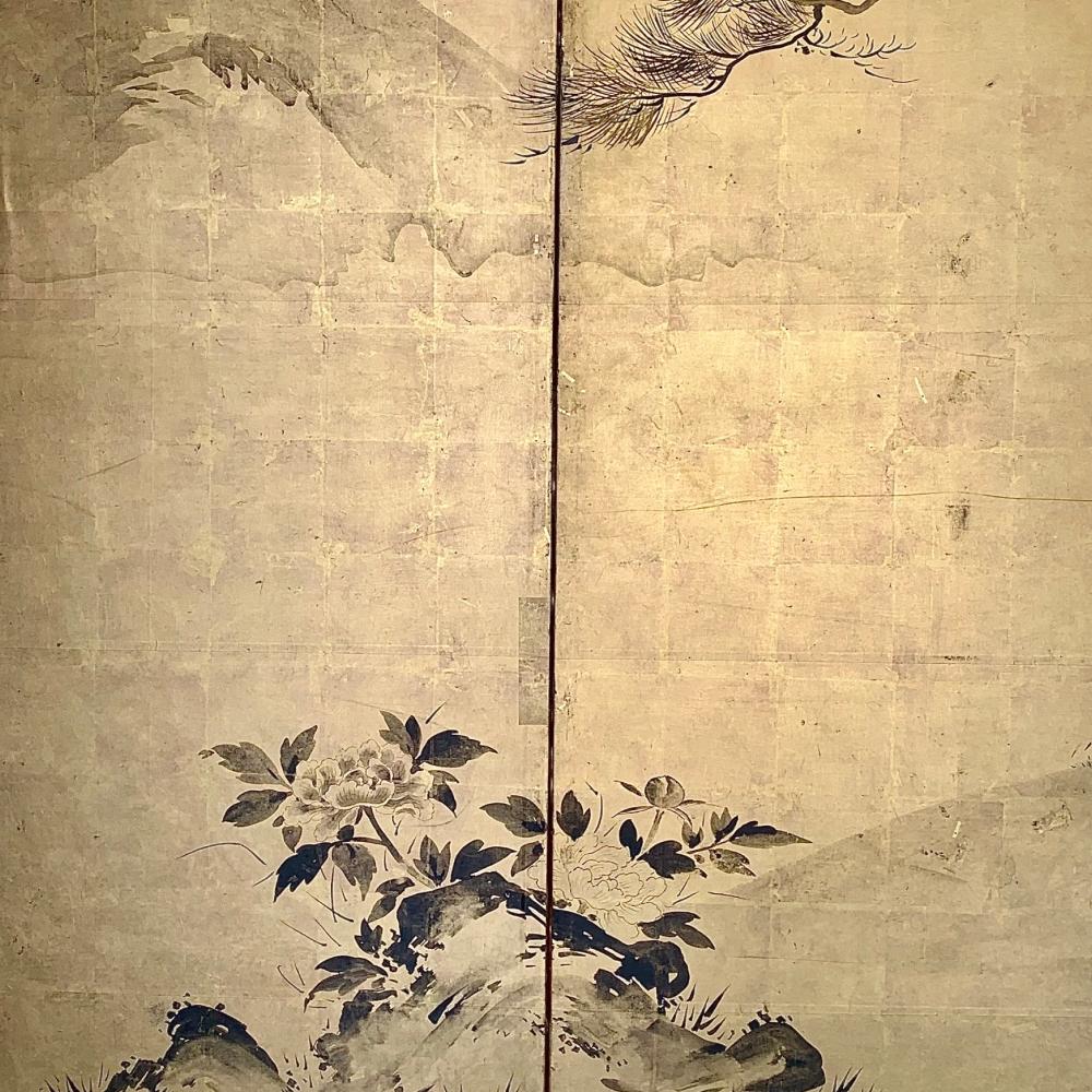 Romantic Edo Peacock Screen In Good Condition For Sale In Fukuoka, JP