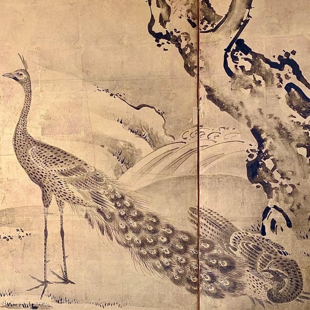 Romantic Edo Peacock Screen For Sale 1