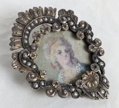 Broche retrato romántico eduardiano renacimiento siglo XVIII