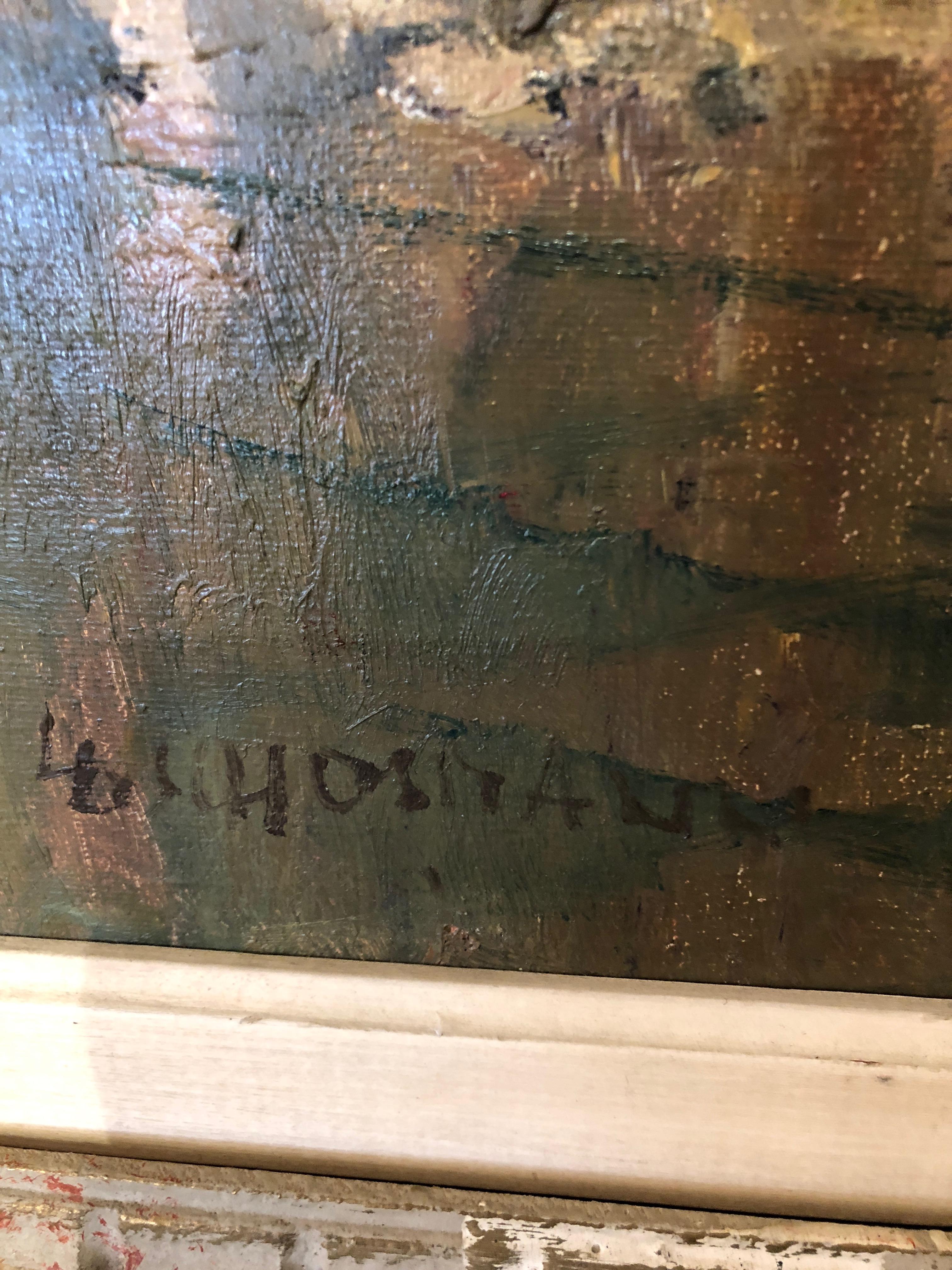 Paar romantische, elegante, impressionistische Ballraum-Interieurgemälde auf Leinwand 6