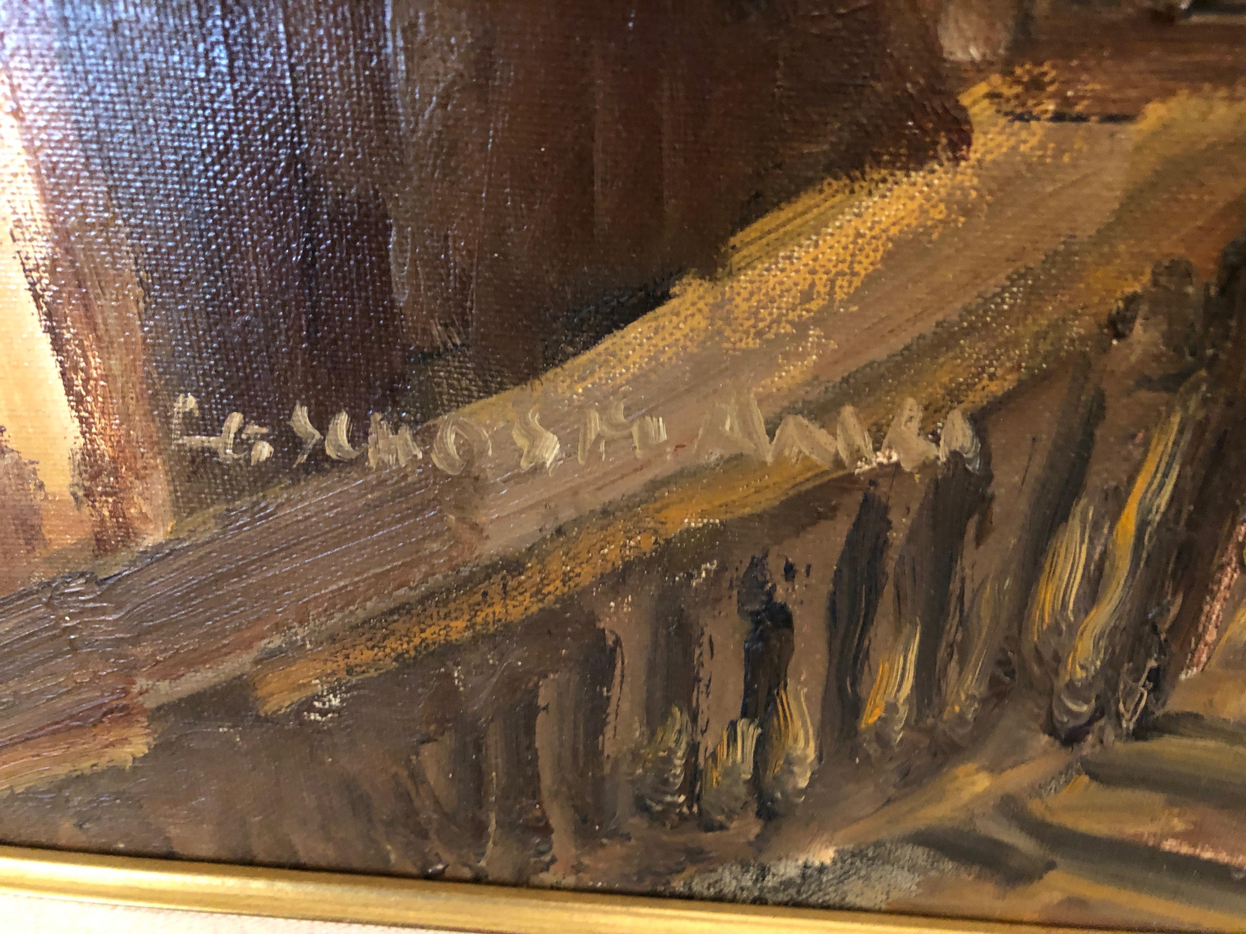 Paar romantische, elegante, impressionistische Ballraum-Interieurgemälde auf Leinwand 8