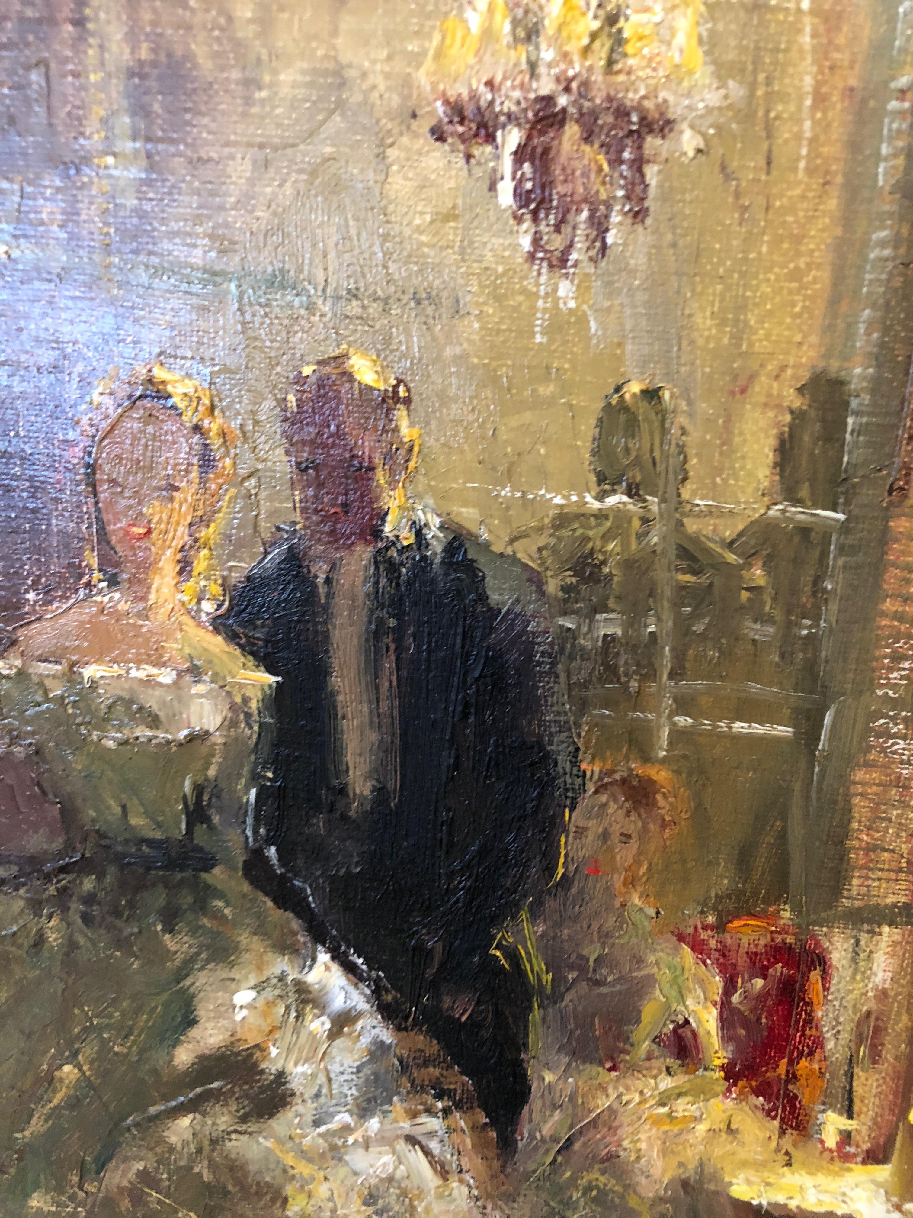 Paar romantische, elegante, impressionistische Ballraum-Interieurgemälde auf Leinwand 2