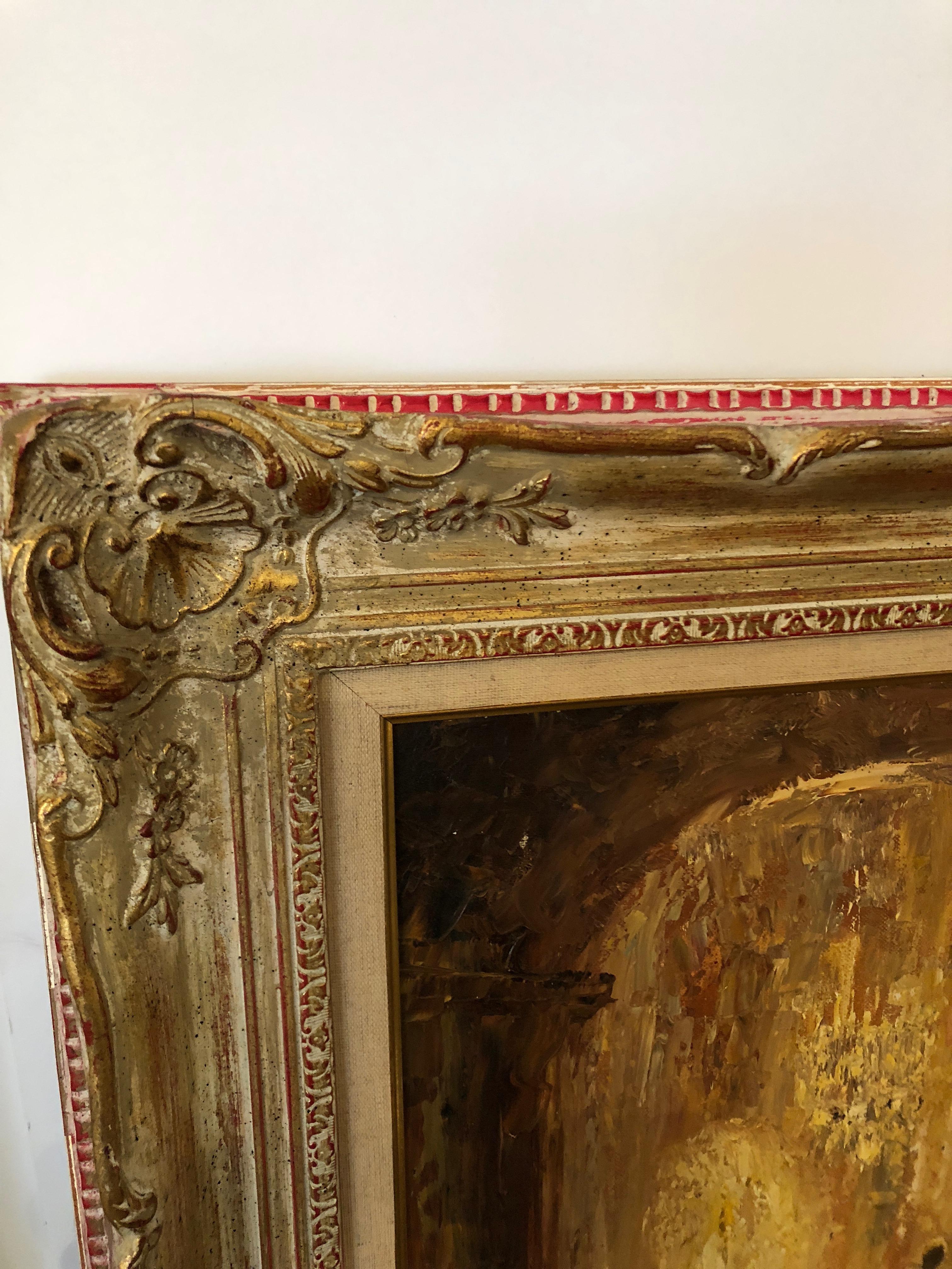 Paar romantische, elegante, impressionistische Ballraum-Interieurgemälde auf Leinwand 4