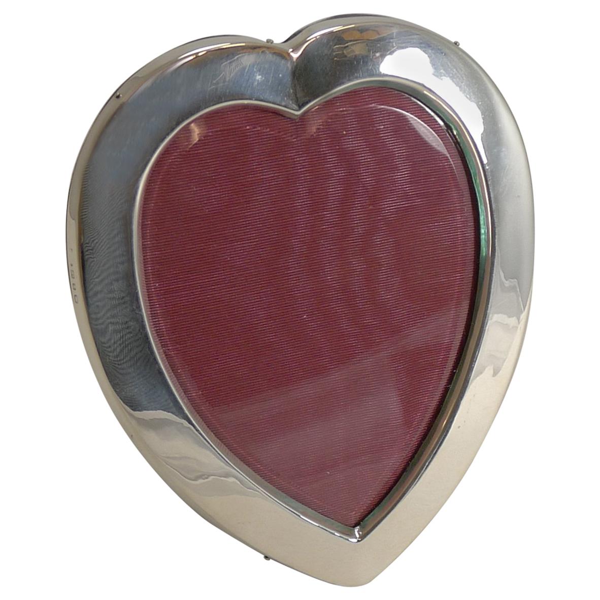 Romantic English Sterling Silver Heart Shaped Photograph Frame, 1899