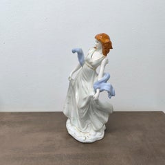 Romantic European Porcelain Lady Figurine with Gilt Accents, 32 cm