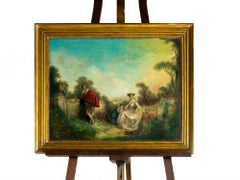 Romantic Family Painting, Framed, 19th Century