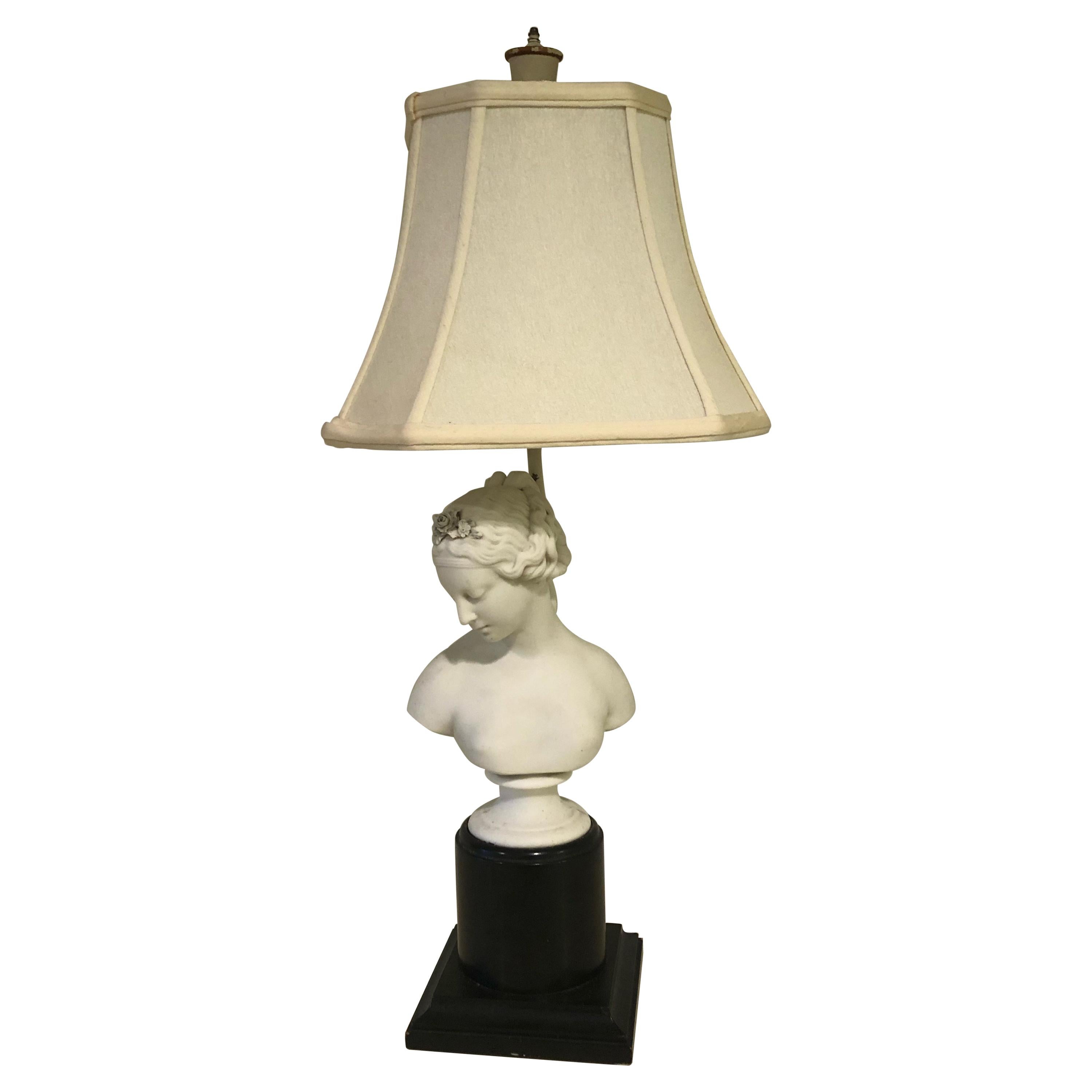 Romantic Female Bust Sculpture Table Lamp