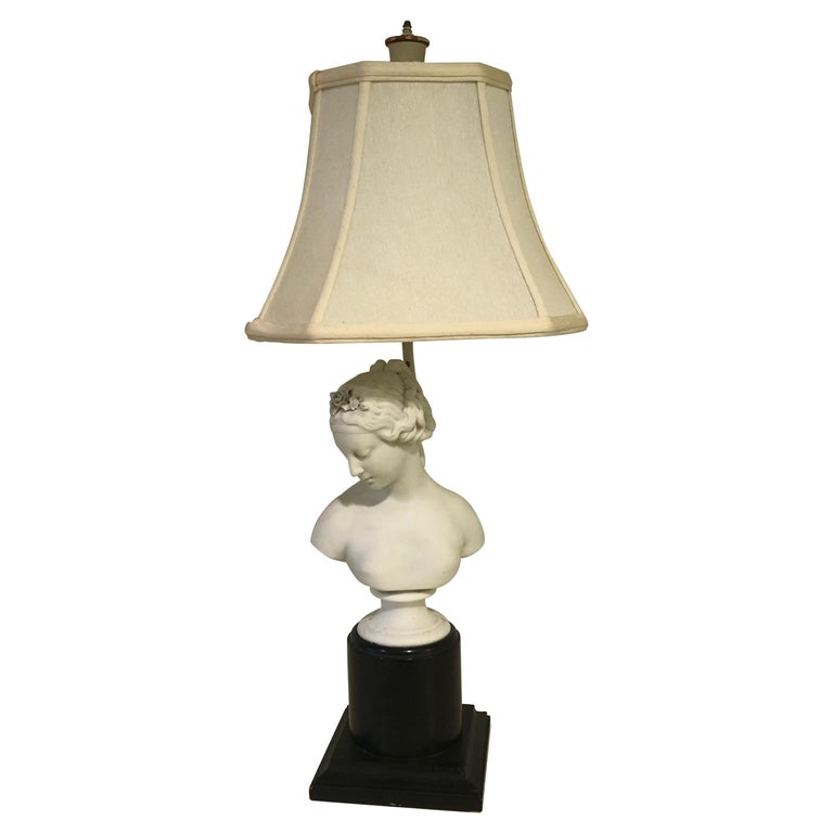 Romantic Female Bust Sculpture Table Lamp For Sale at 1stDibs