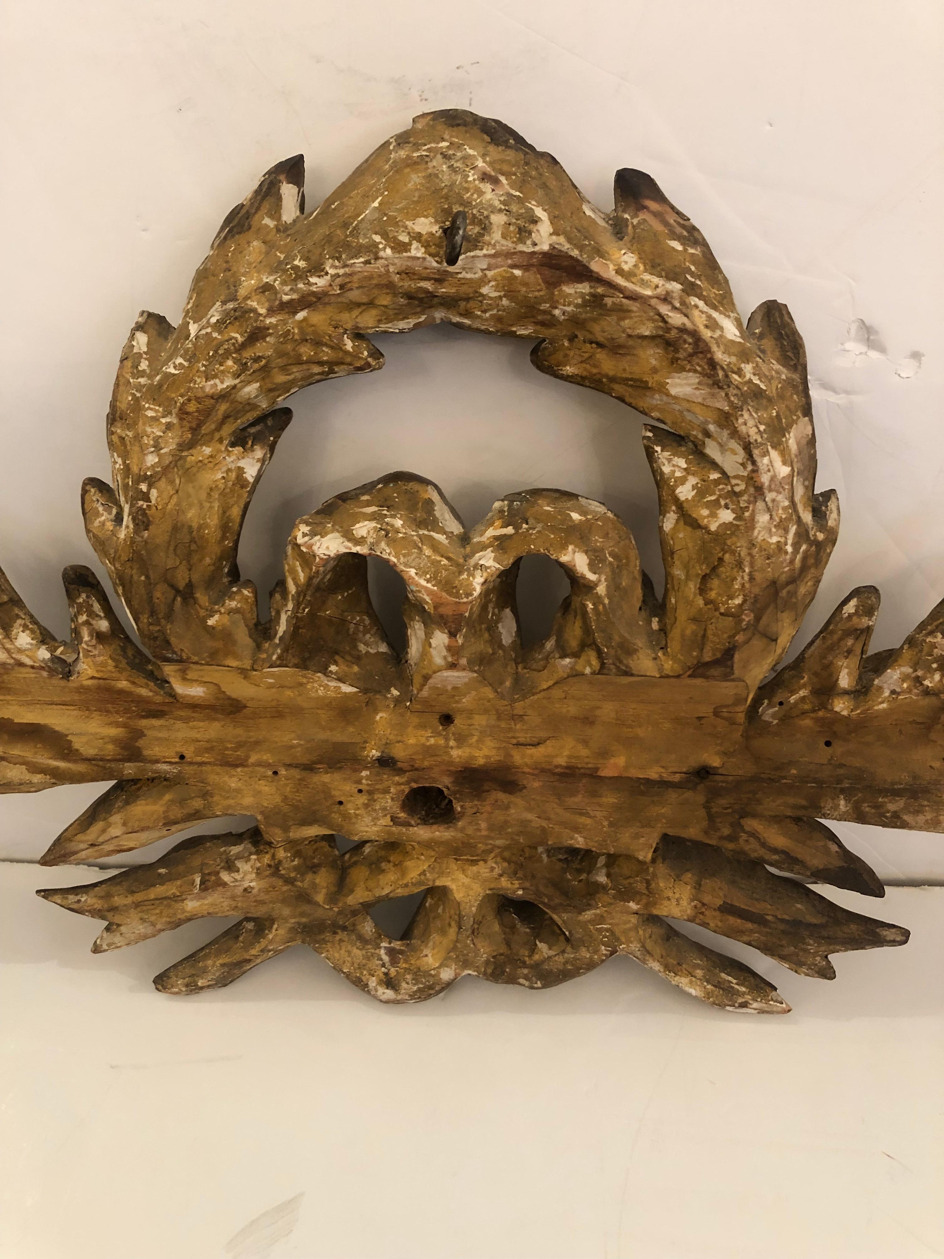 Romantic French 18th C Giltwood Carved Architectural Fragment Wall Sculpture 6