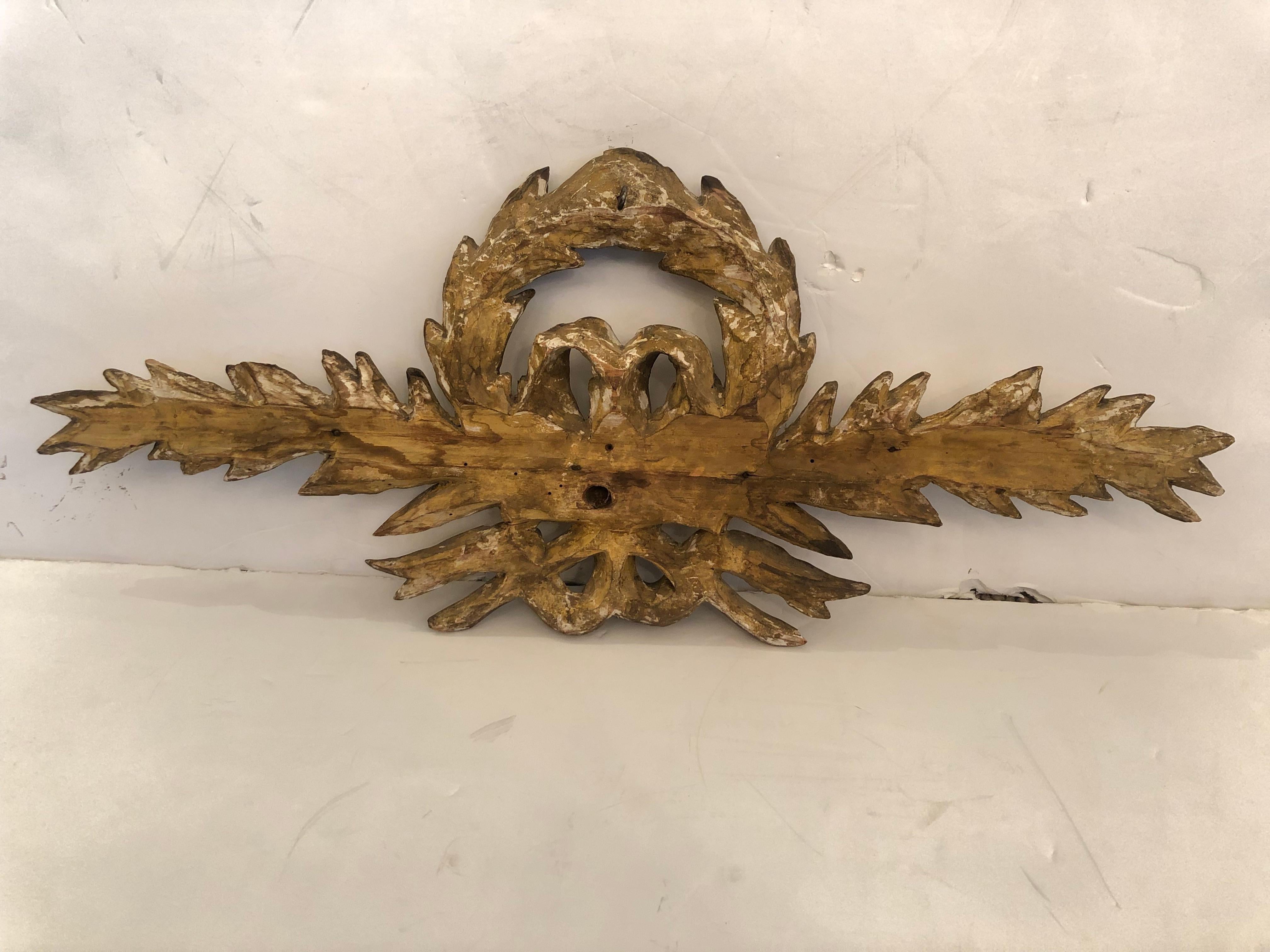 Romantic French 18th C Giltwood Carved Architectural Fragment Wall Sculpture 2