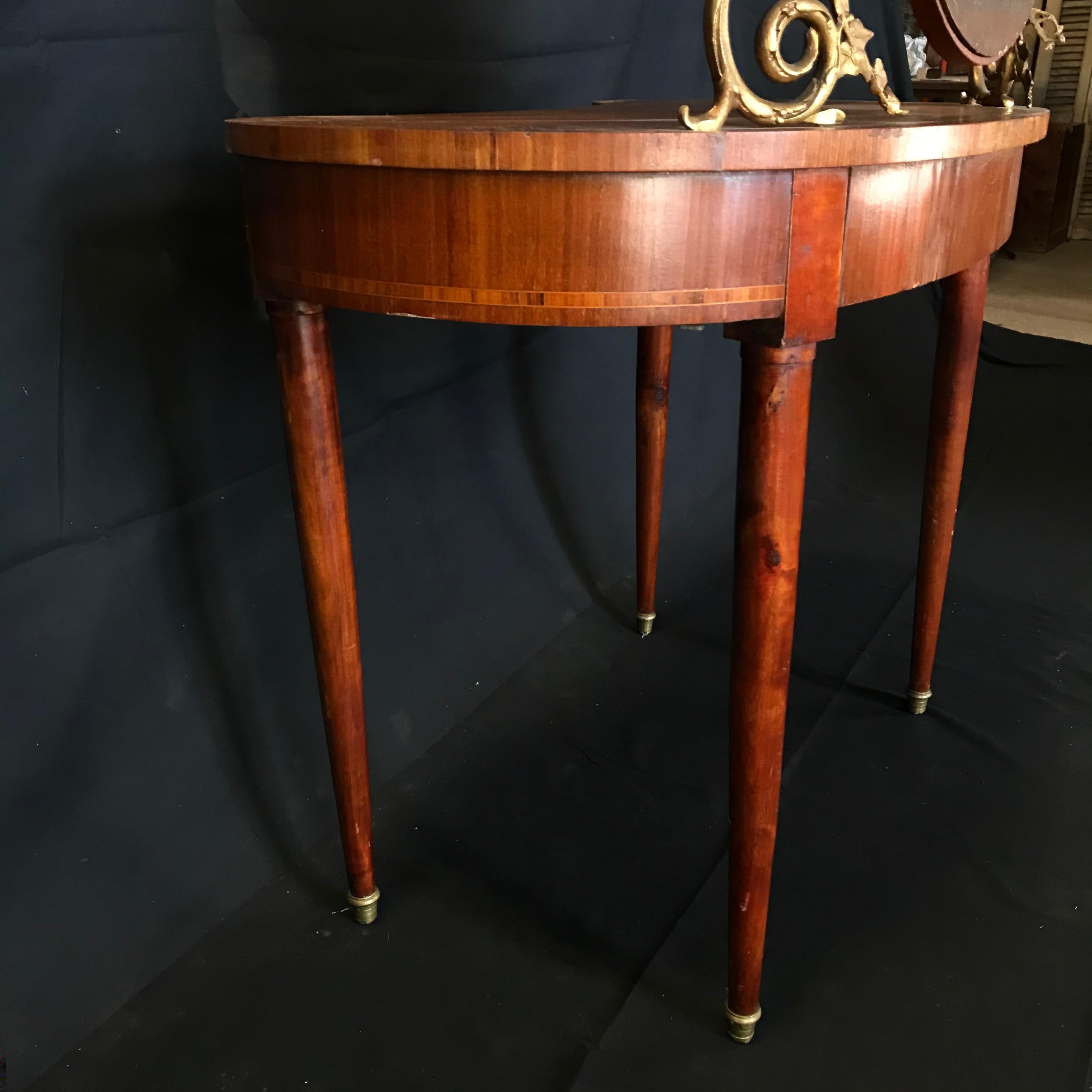 Romantic French Inlaid Walnut and Bronze Dressing Table with Candelabra Arms 12