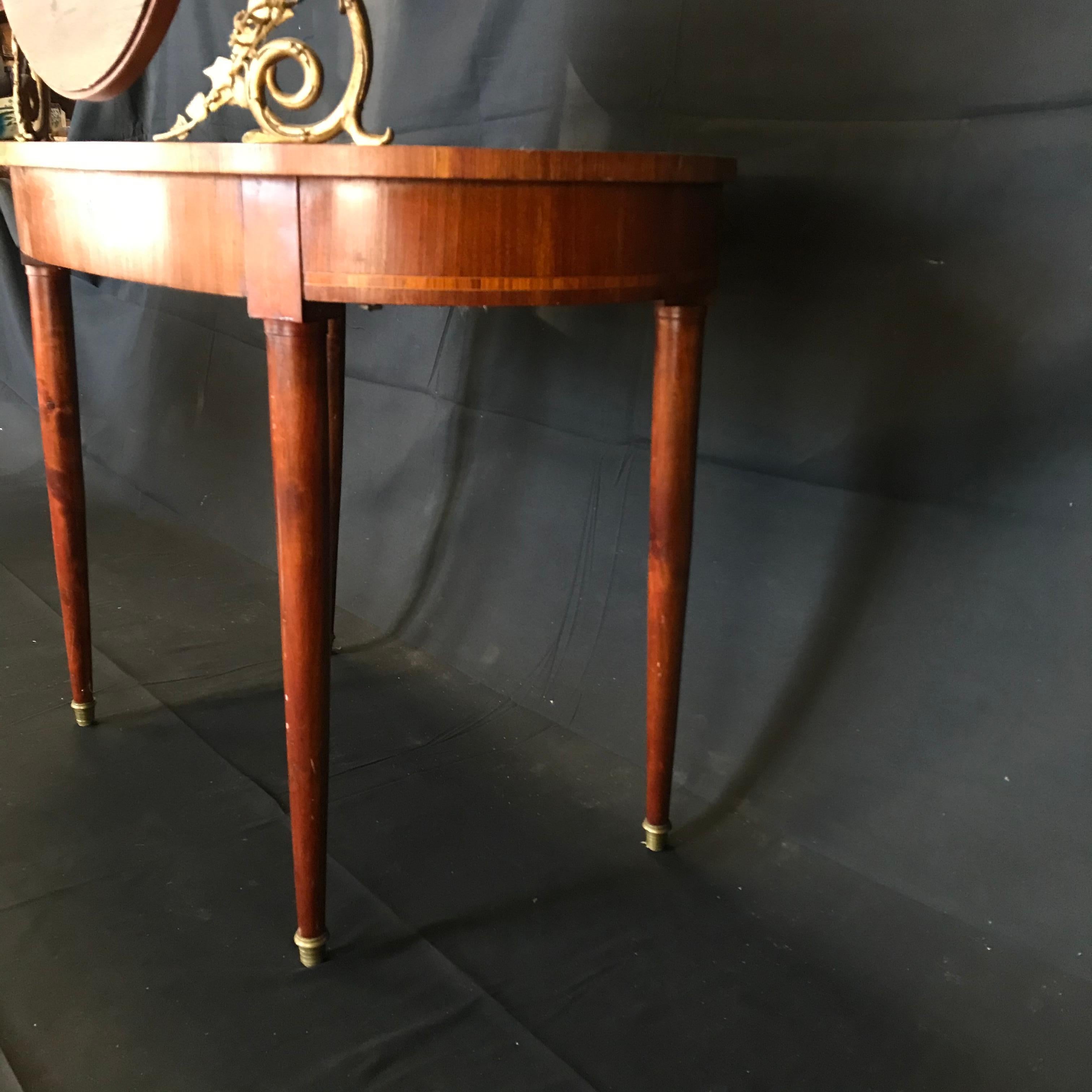 Romantic French Inlaid Walnut and Bronze Dressing Table with Candelabra Arms 13