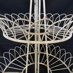 Romantic French Round Three Tier Painted Iron Wire Plant Stand
