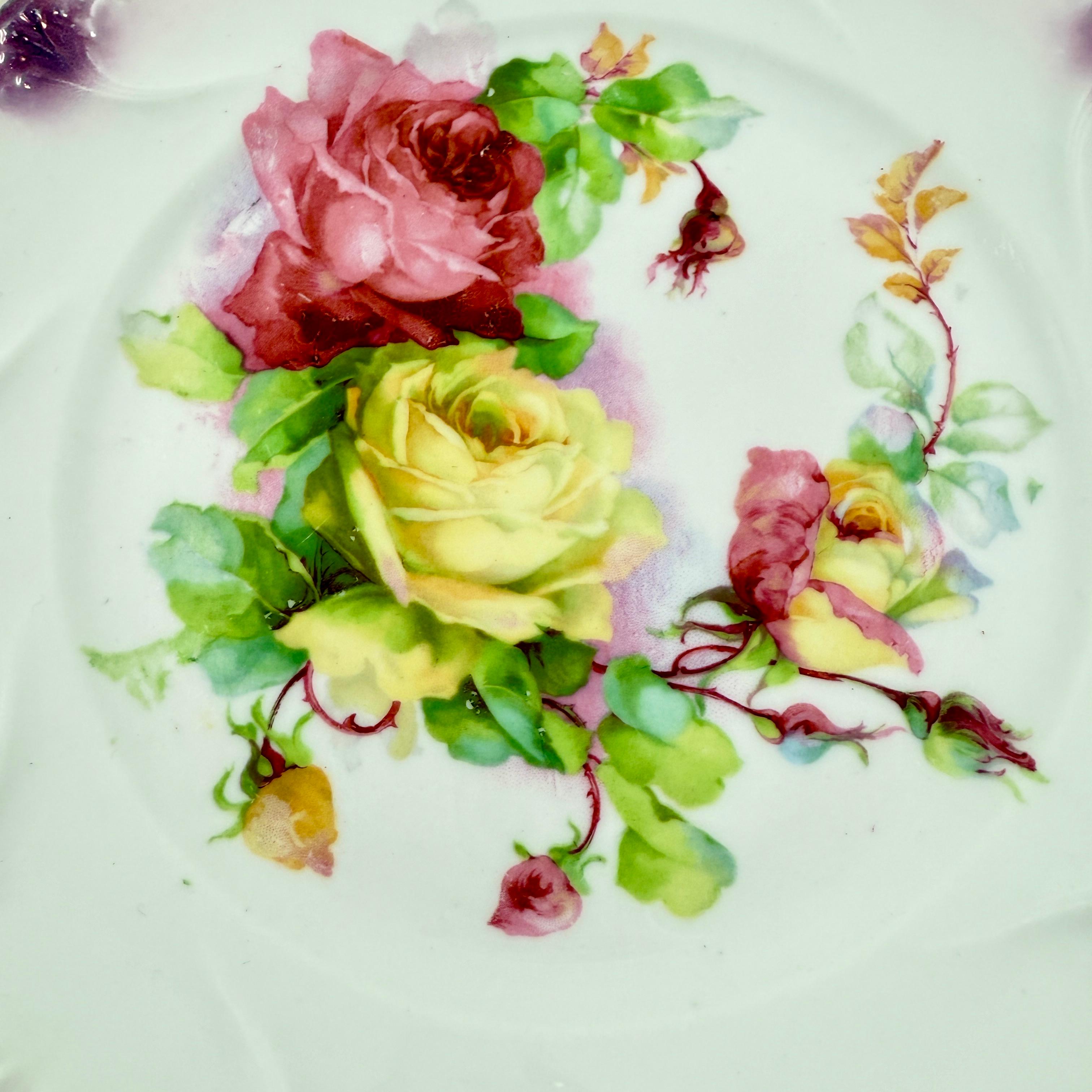 Romantic German Porcelain Rose Vida-Poche Plates, Set of 3 For Sale 9