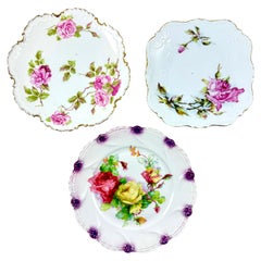 Assiettes Vida-Poche romantiques en porcelaine allemande rose, lot de 3