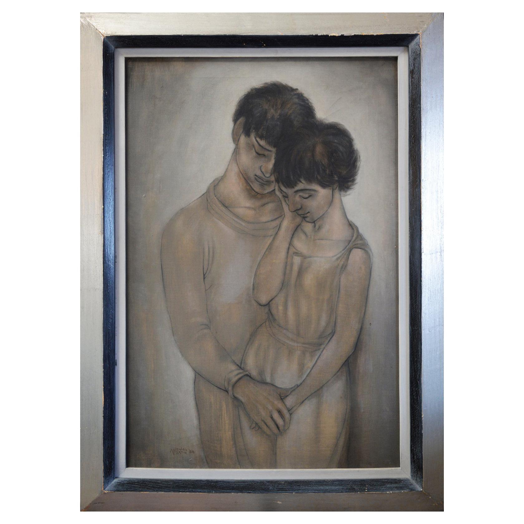Romantic Giclee Print of a Young Couple Lovers by Michael Martin For Sale
