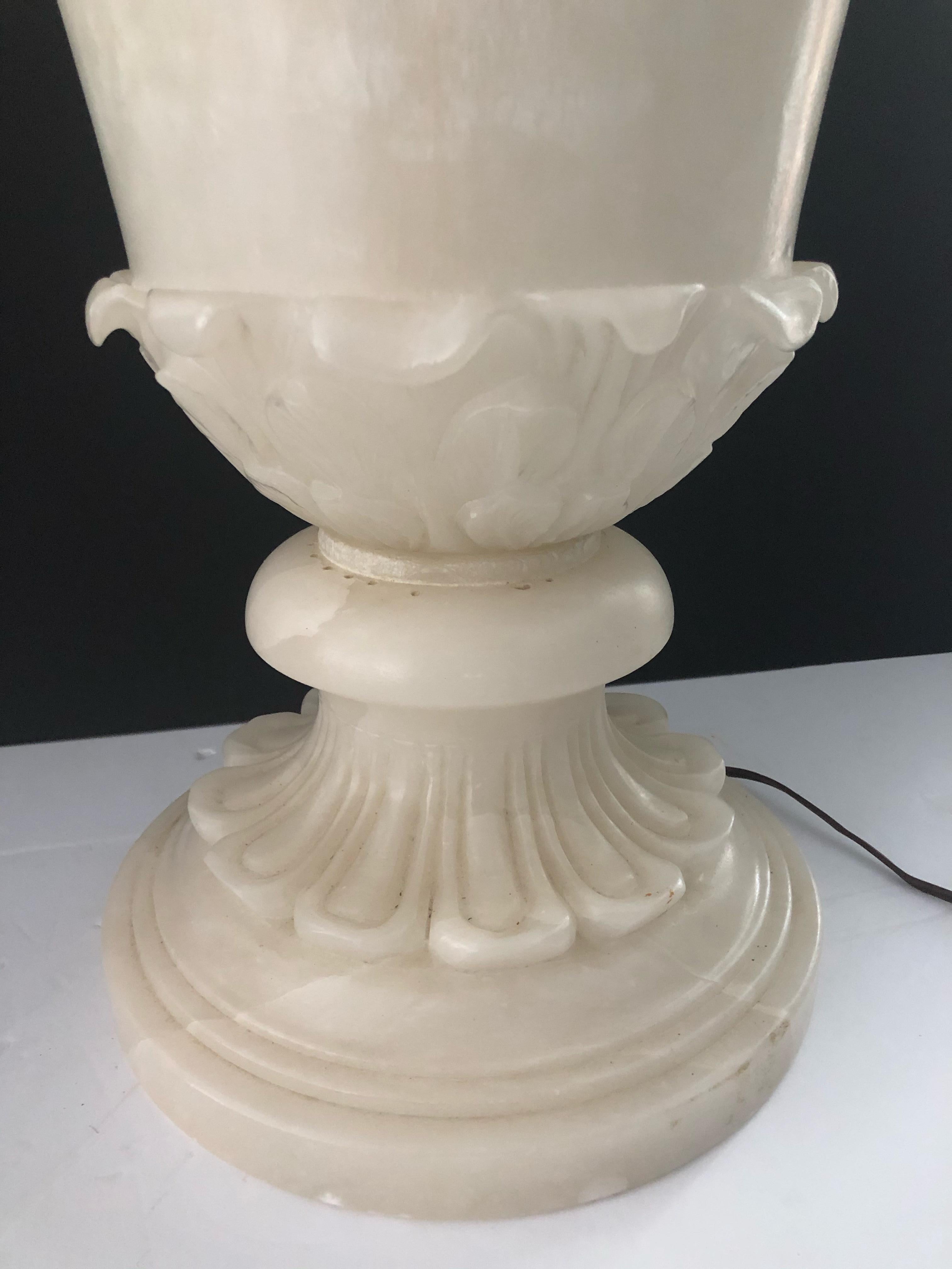 Romantic Italian Alabaster Urn Shaped Table Lamp 5