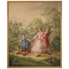 Romantic Italian Painting Walk in the Park, 20th Century