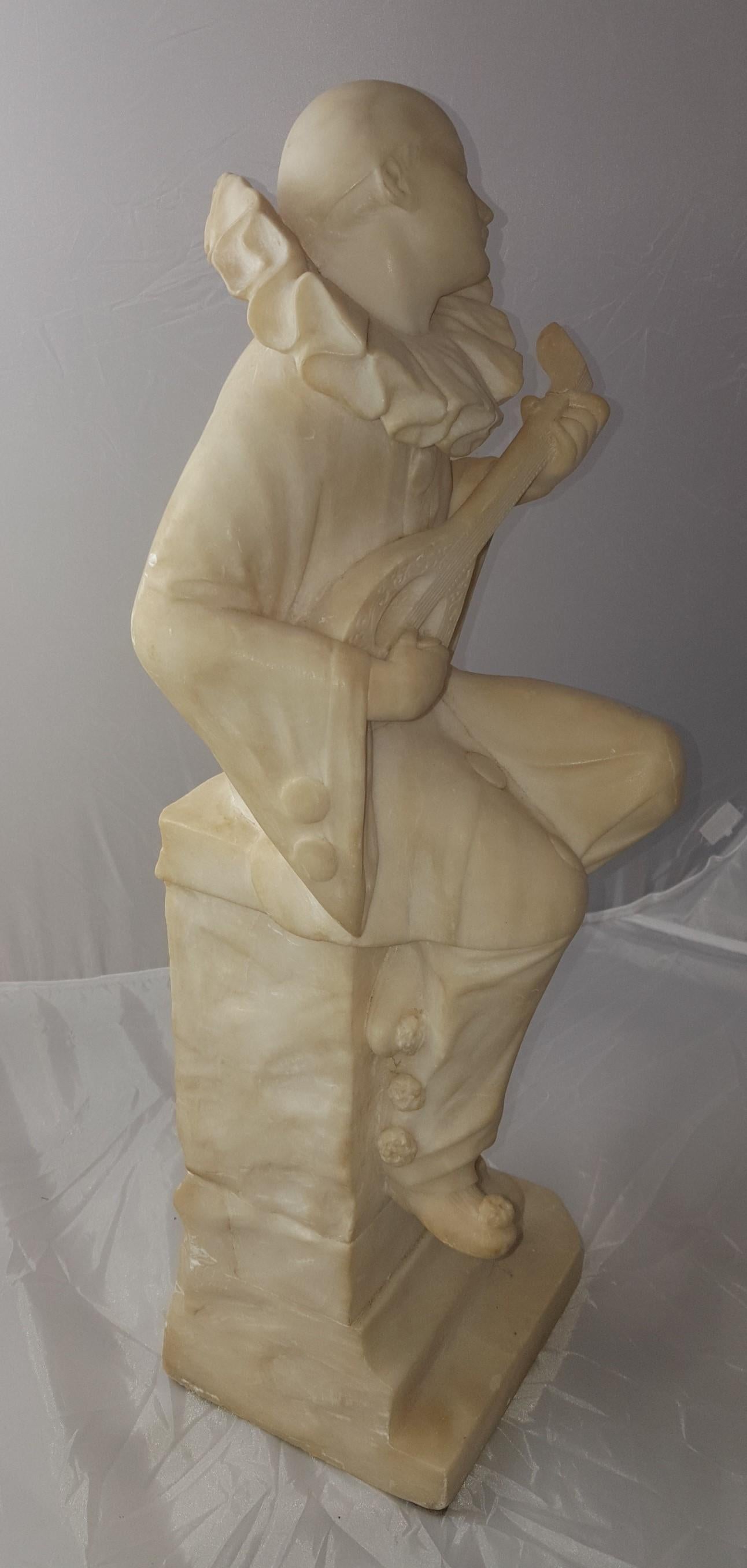 Romantic Italy Pierrot Alabaster Sculpture, 1900s 2