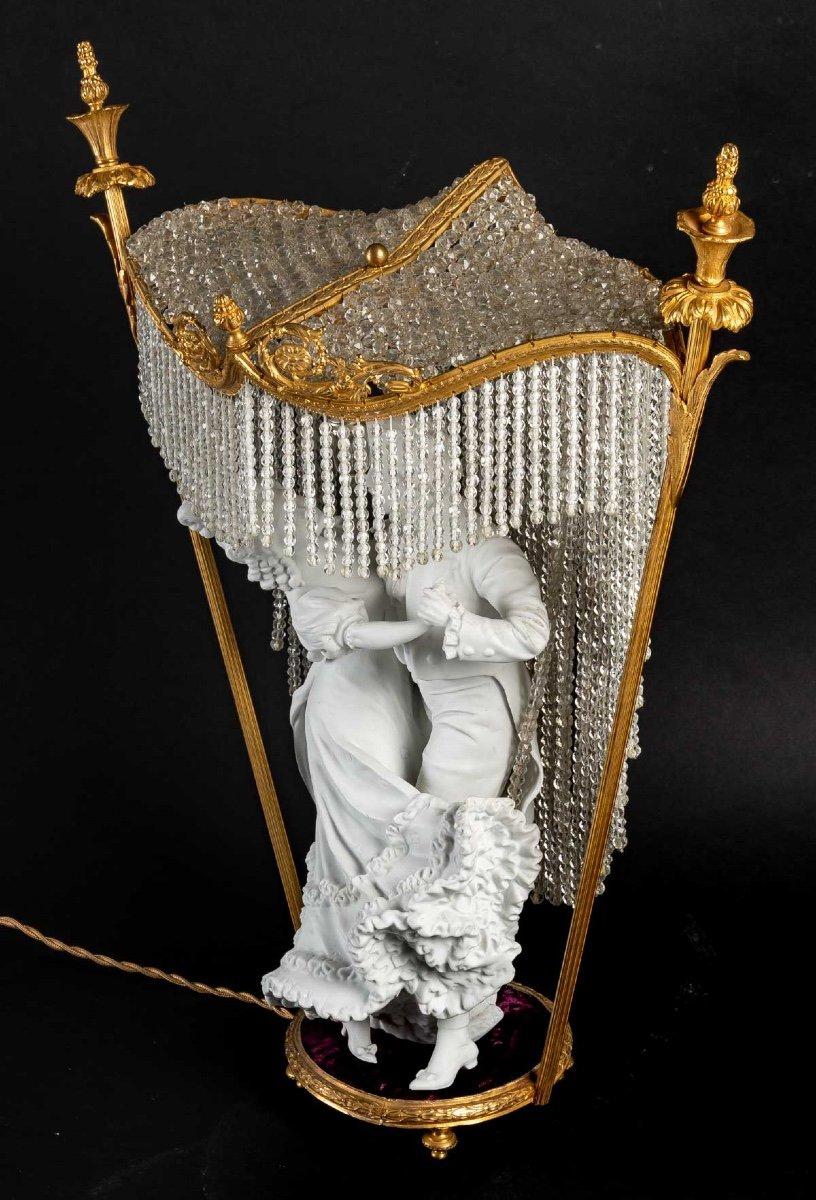 European Romantic Lamp In Biscuit End XIXth Century