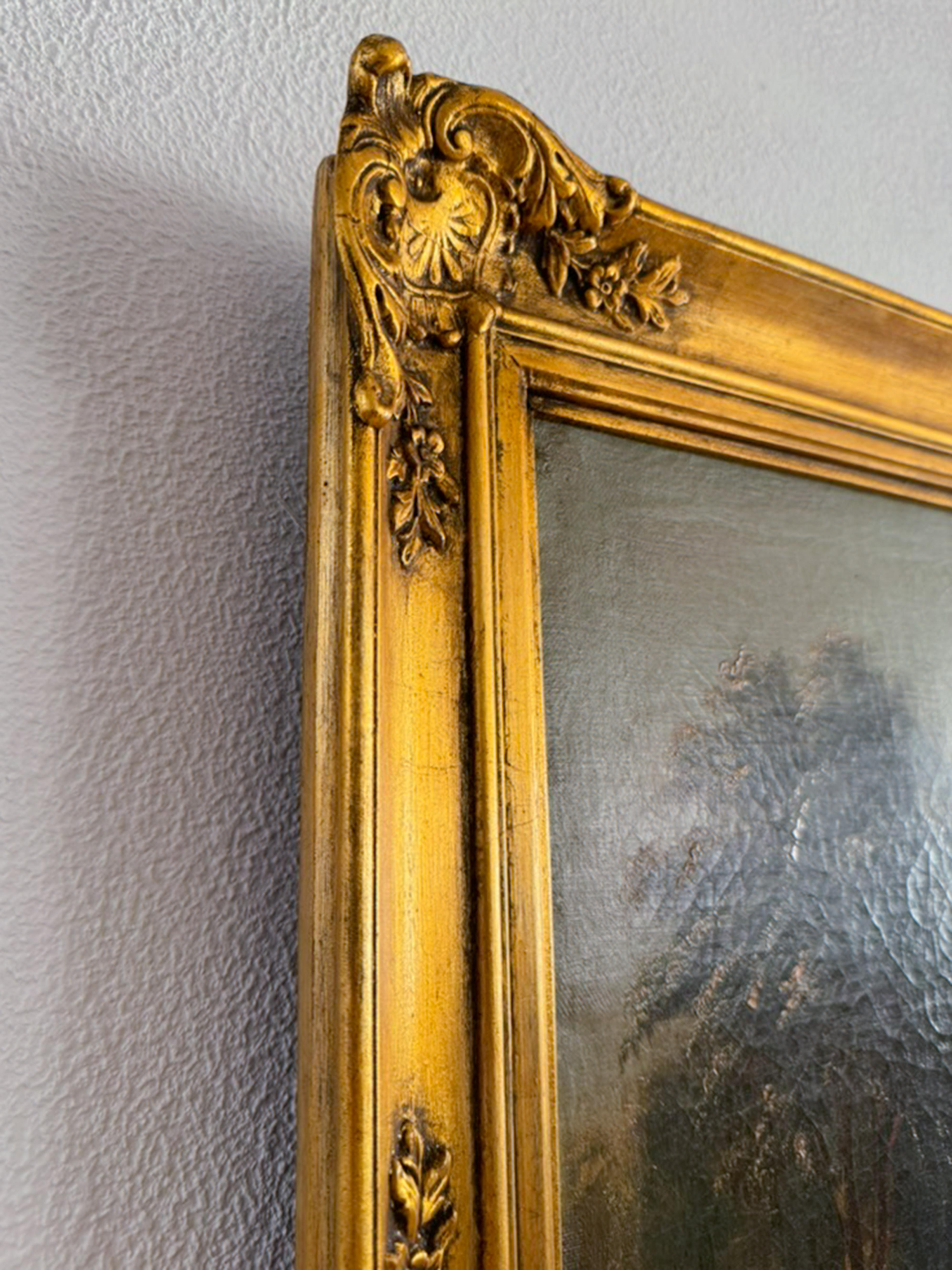 Romantisches Landschaftsgemälde mit Rahmen, Frankreich, 19. im Angebot 2