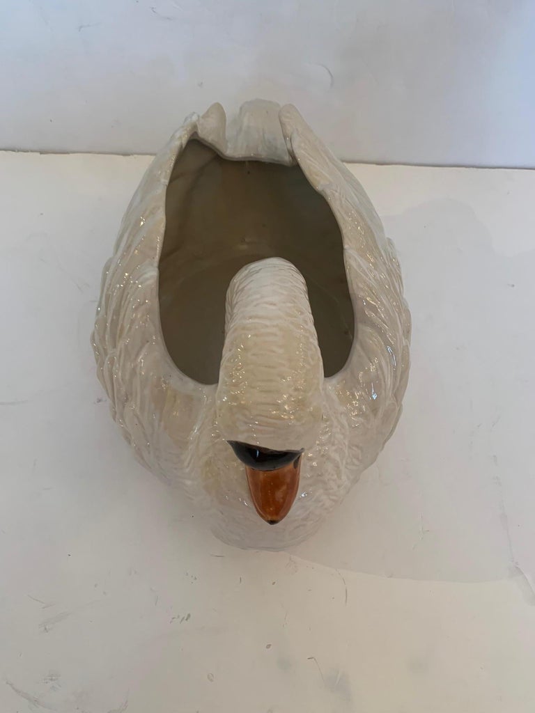 Romantic Large Terracotta Swan Planter Centerpiece For Sale at 1stDibs