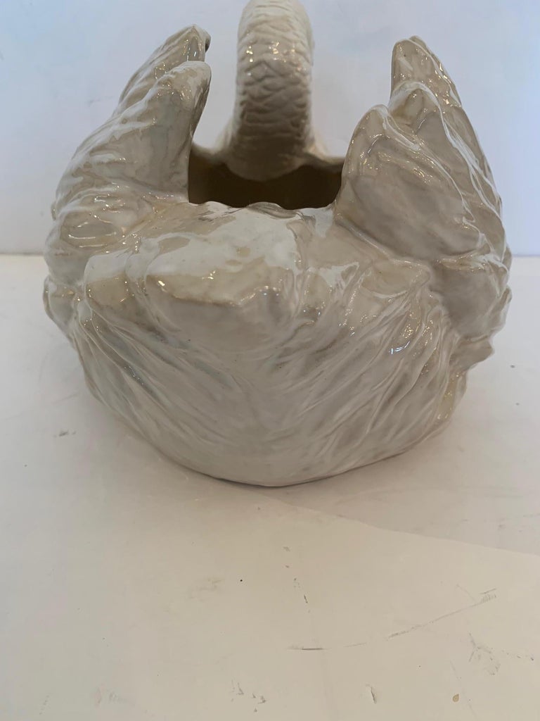 Romantic Large Terracotta Swan Planter Centerpiece For Sale at 1stDibs