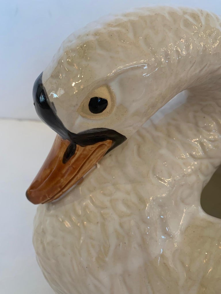 Romantic Large Terracotta Swan Planter Centerpiece For Sale at 1stDibs