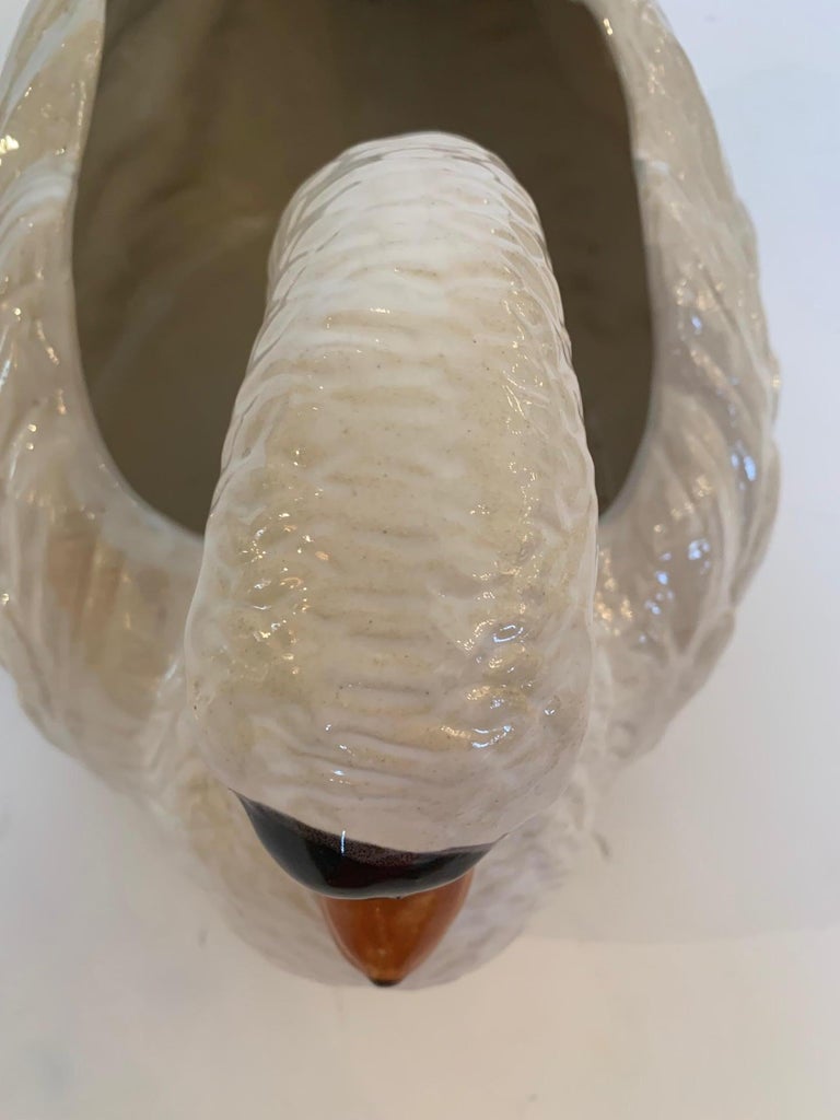 Romantic Large Terracotta Swan Planter Centerpiece For Sale at 1stDibs