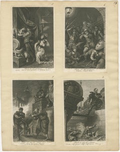 Romantic Literary Engravings, Copper Print, Multi-Scene, Germany 1818