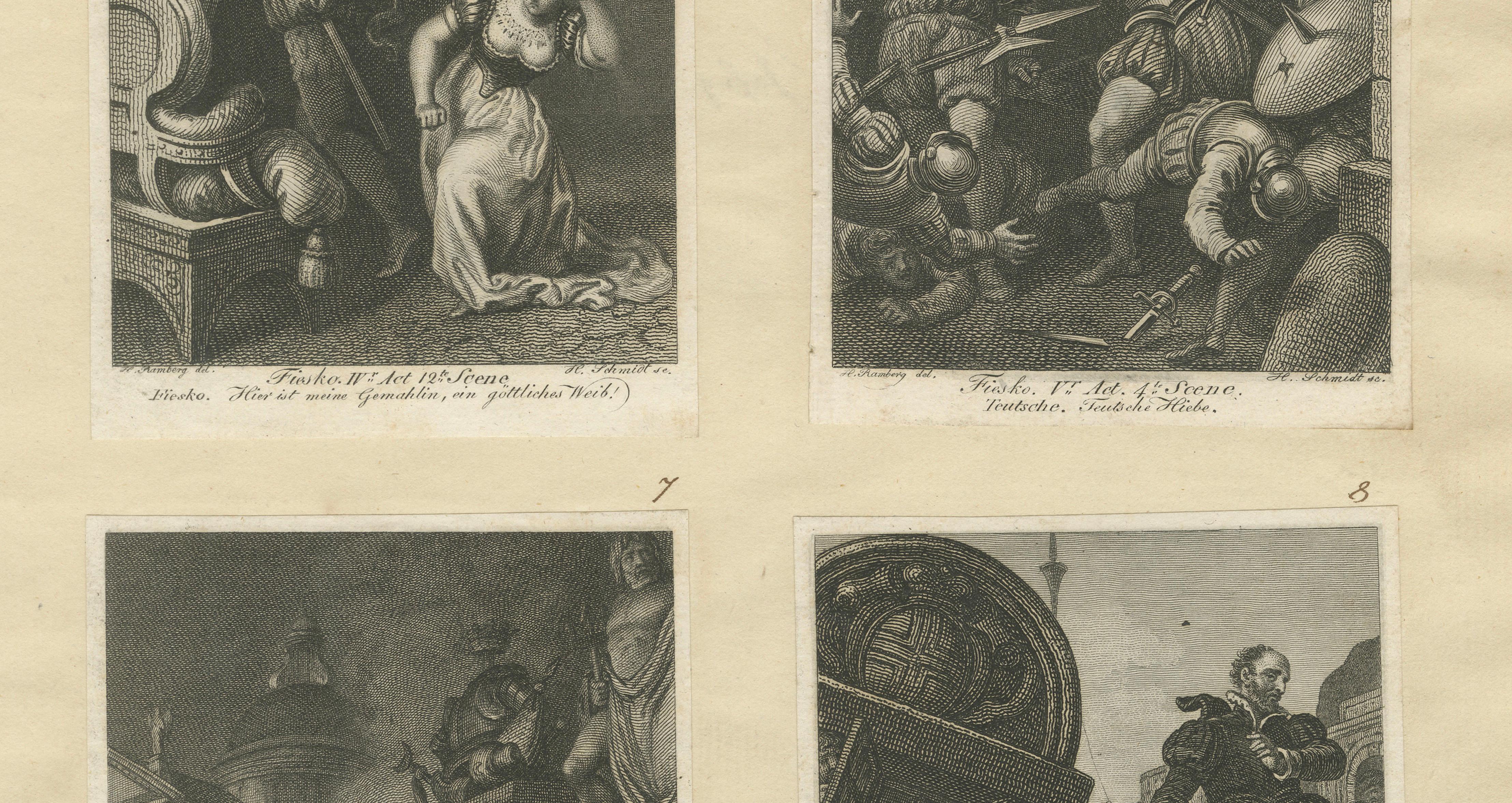 Romantic Literary Engravings, Copper Print, Multi-Scene, Germany 1818