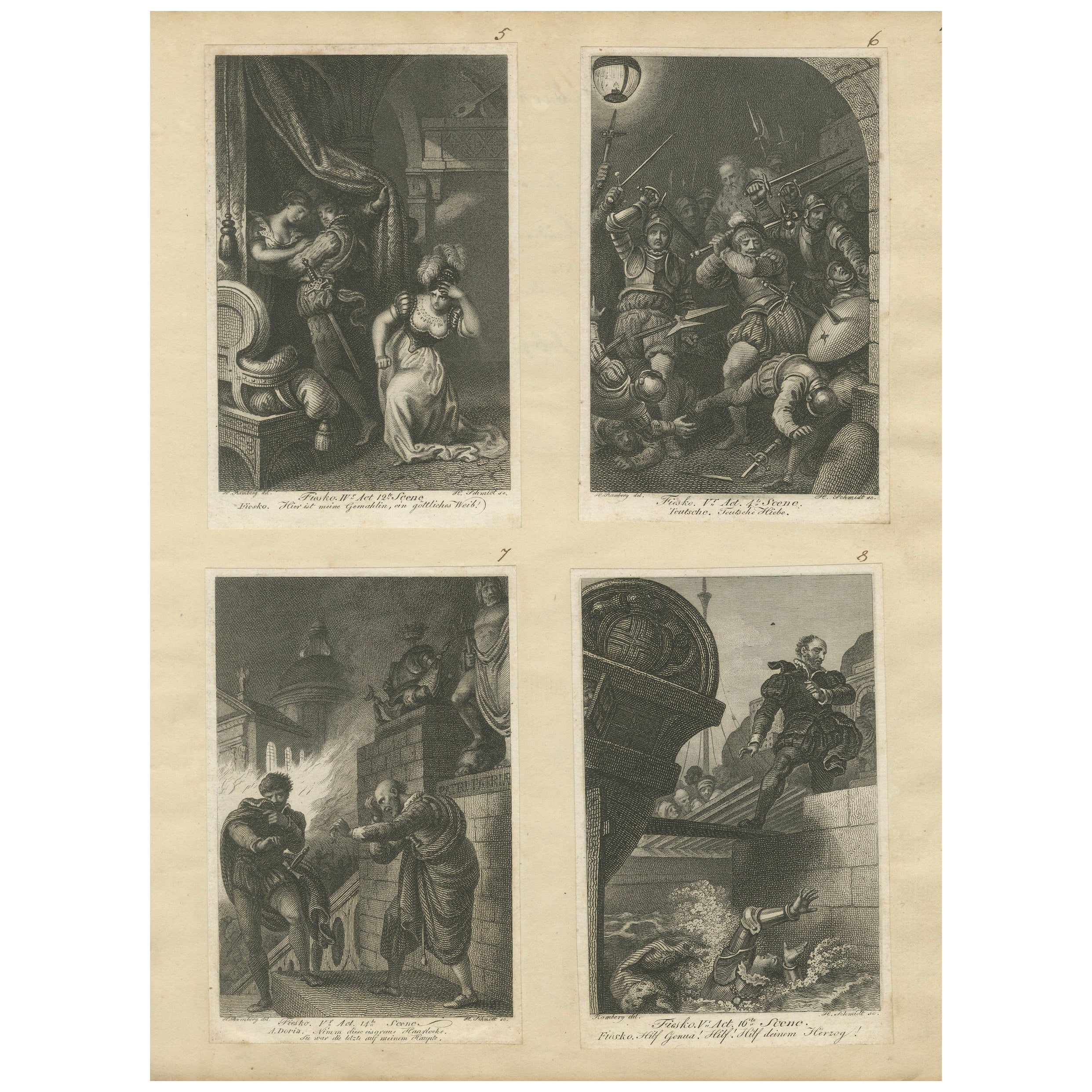 Romantic Literary Engravings, Copper Print, Multi-Scene, Germany 1818