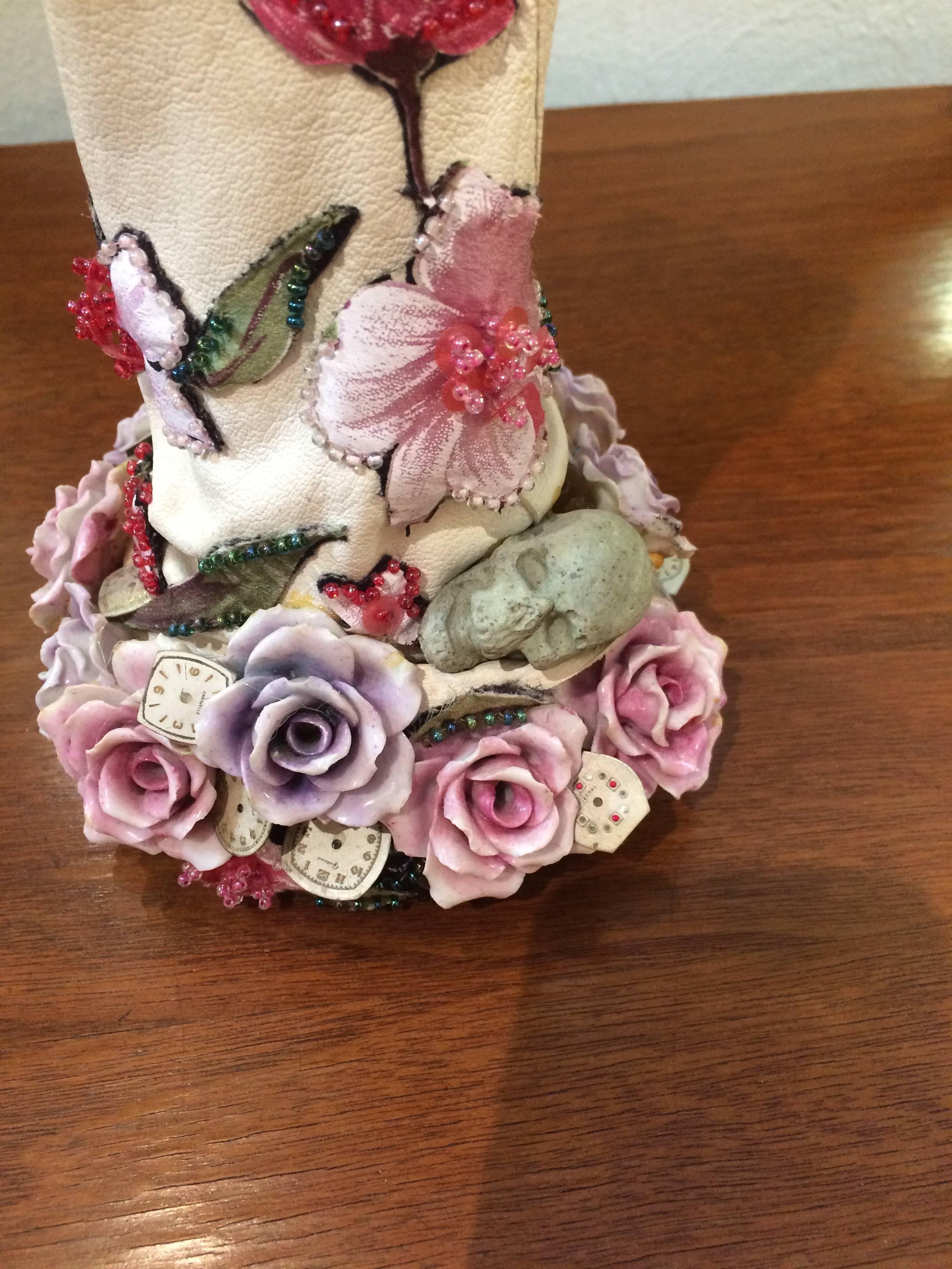 American Romantic Mixed-Media Sculpture Titled Hand of Time For Sale