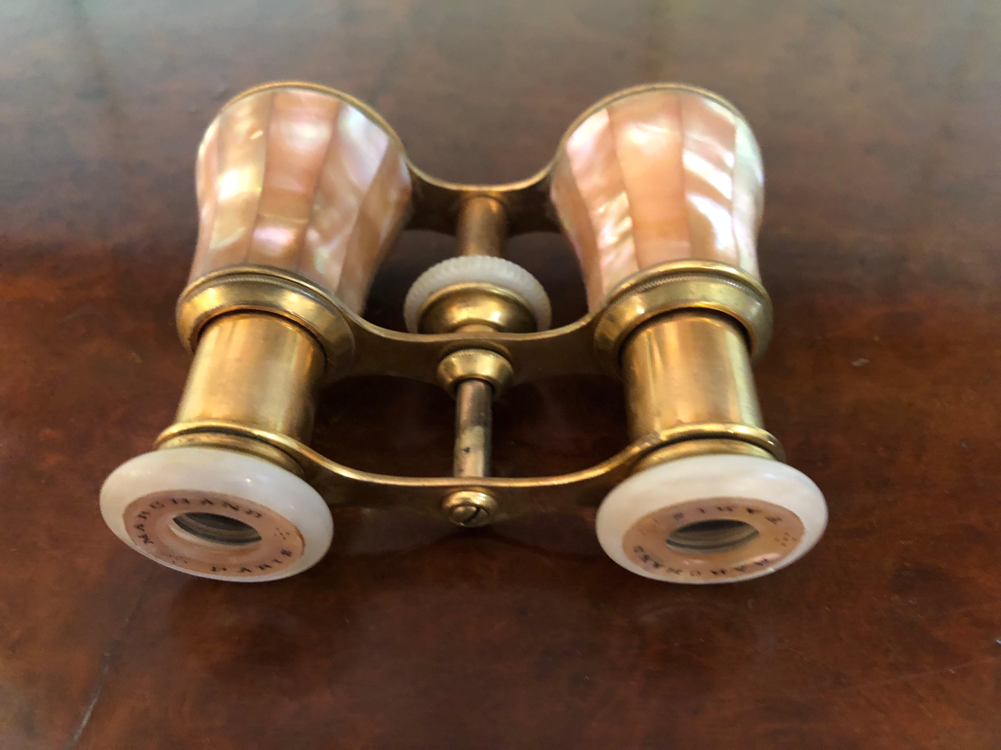 Romantic Mother of Pearl and Brass Parisian Opera Glasses 1