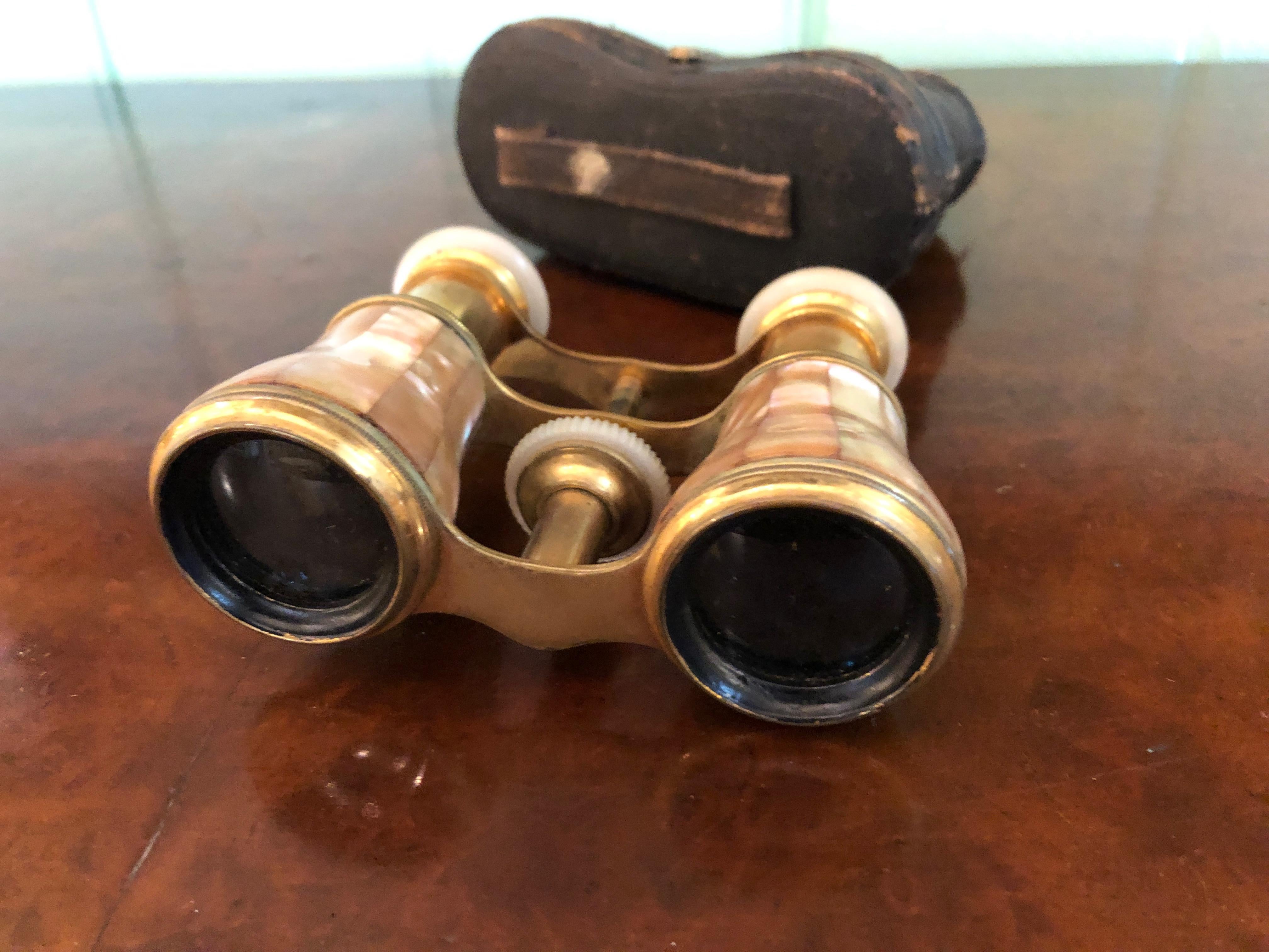 Romantic Mother of Pearl and Brass Parisian Opera Glasses 2