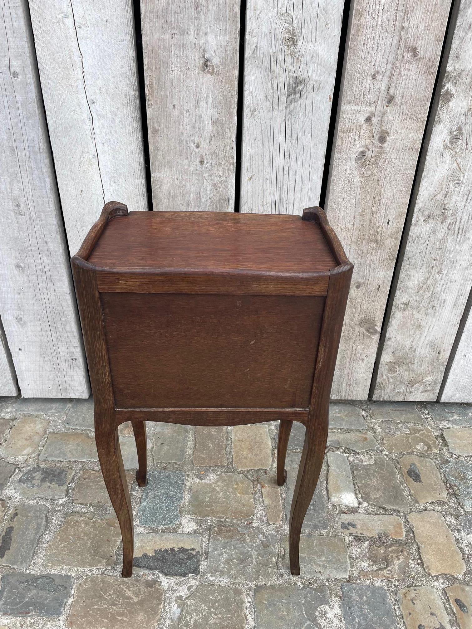 Mid-20th Century Romantic oak bedside table in the Louis XV style For Sale