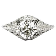 Romantic Old Mine Cut Diamond Ring in Platinum