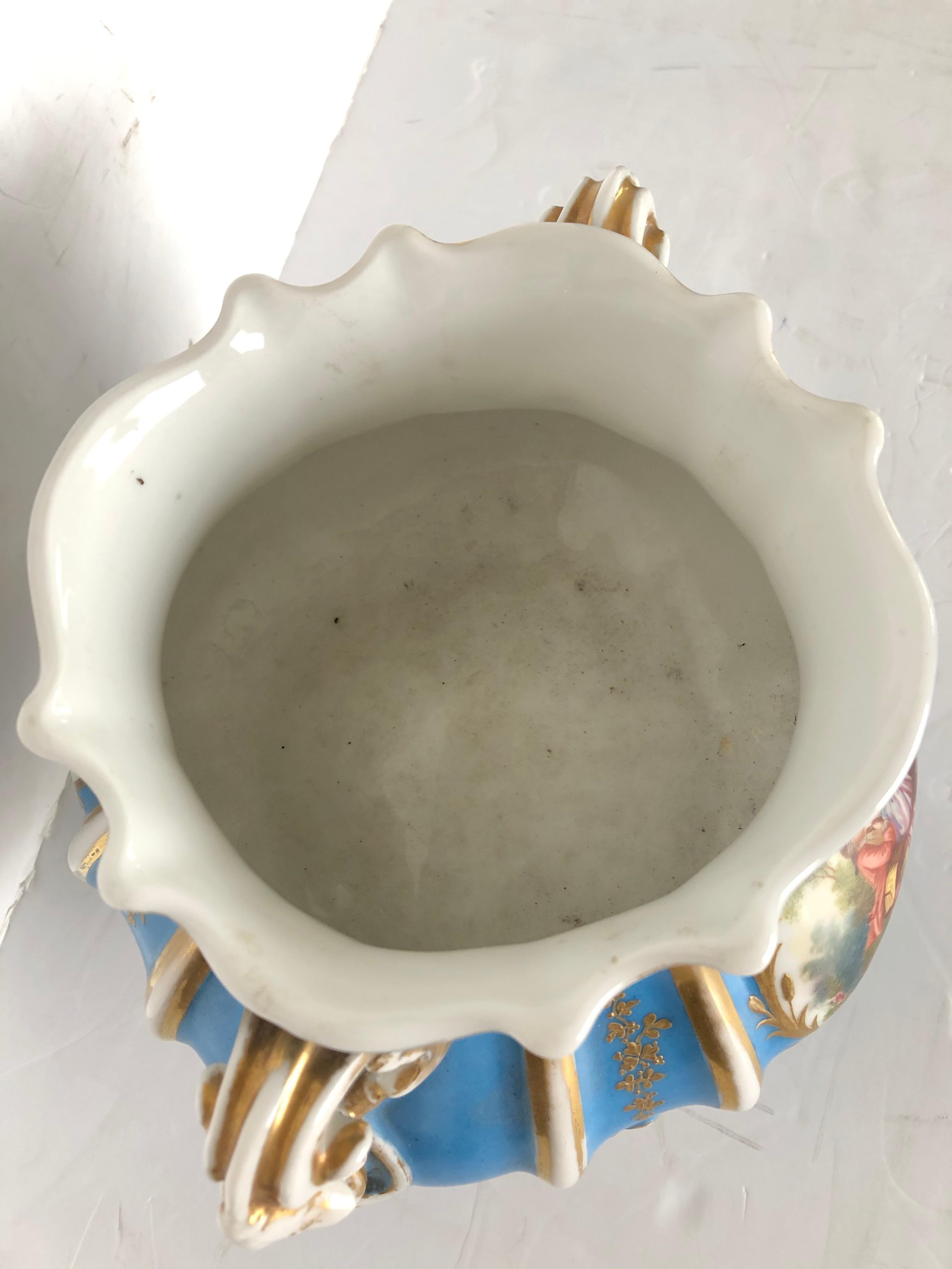 Romantic Old Paris Porcelain Bowl Vase For Sale 6