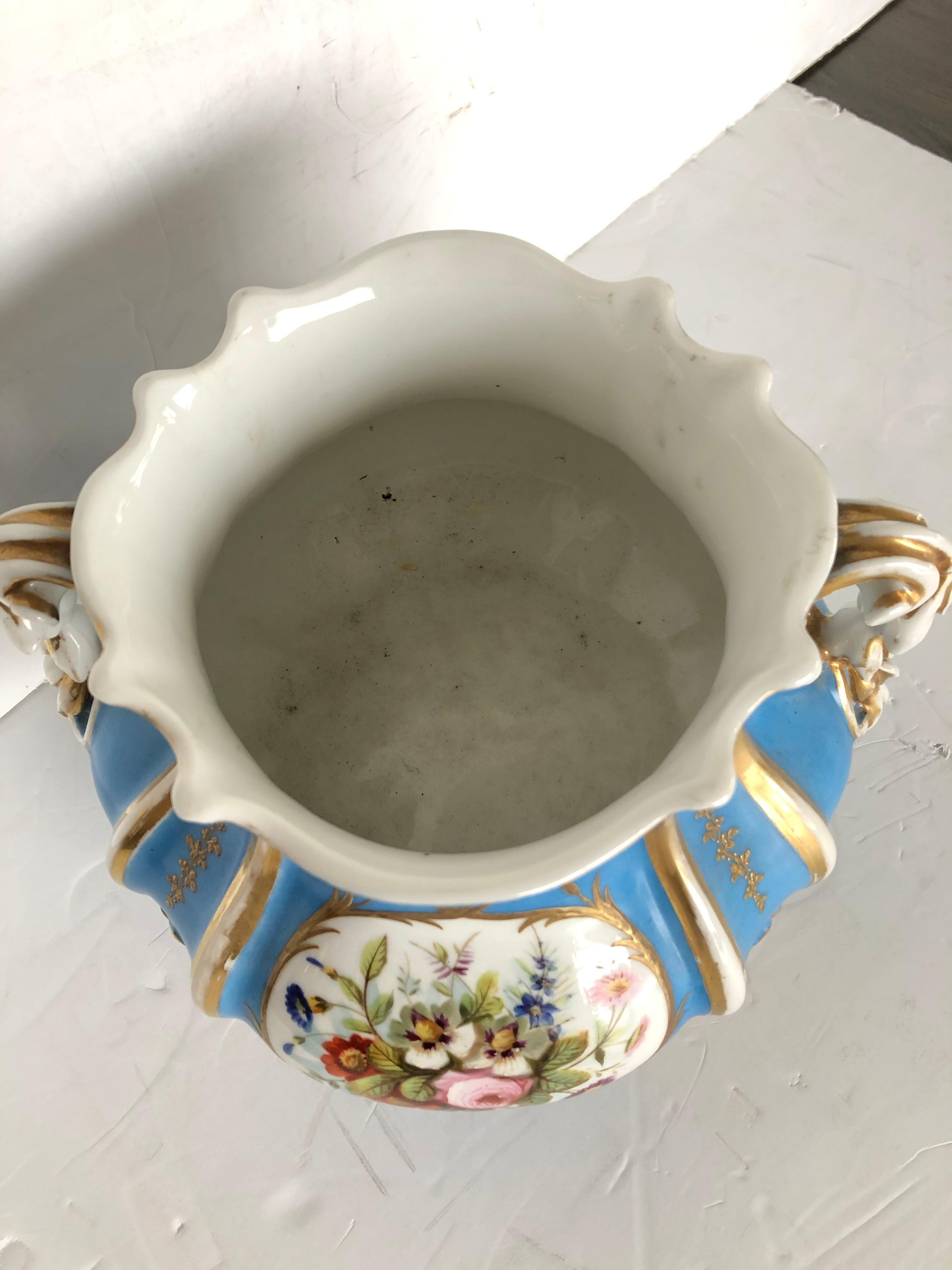 19th Century Romantic Old Paris Porcelain Bowl Vase For Sale