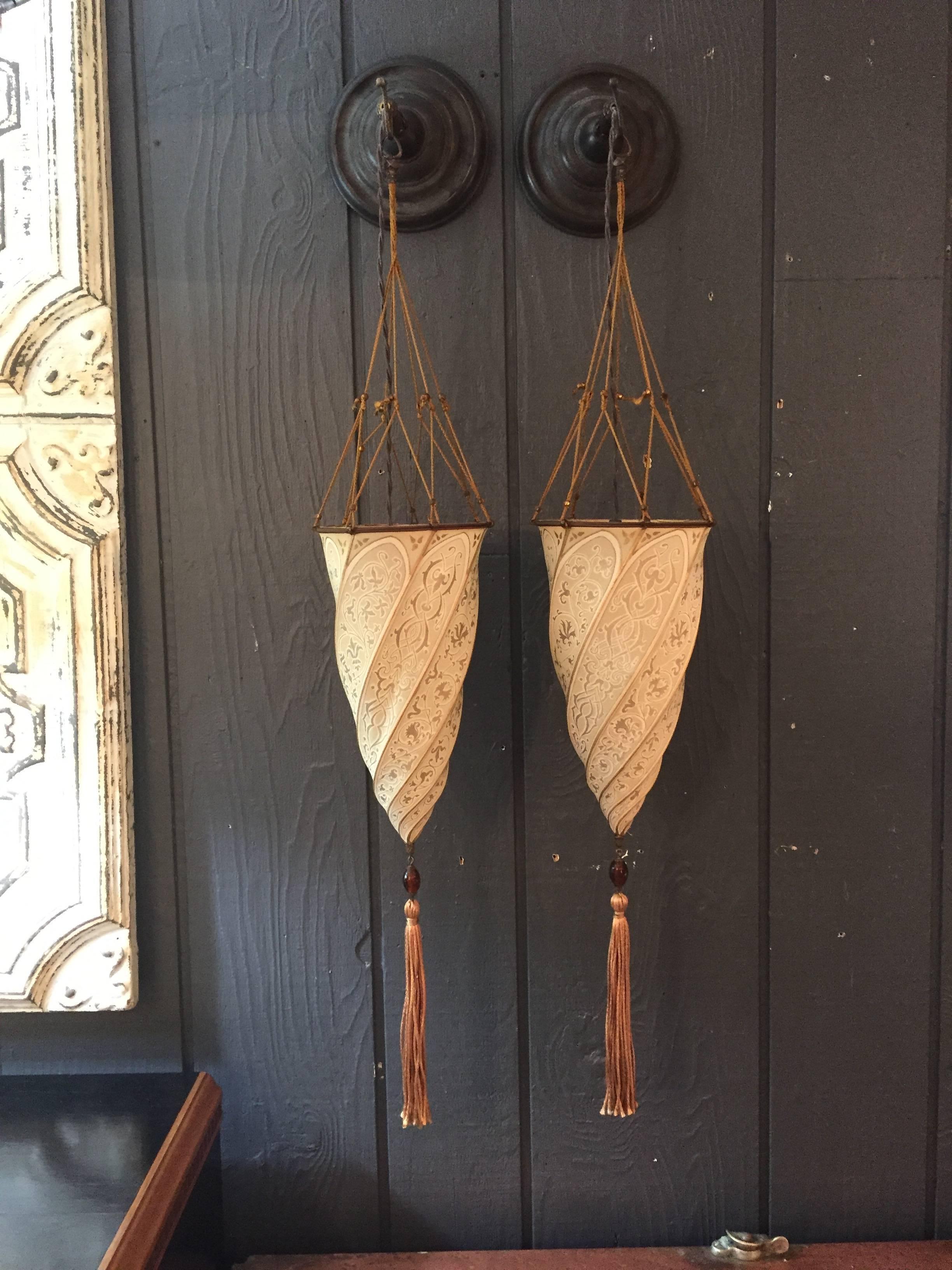 Romantic Pair of Fortuny Teardrop Wall Sconces 1