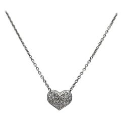 Romantic Pavé 0.39tcw Diamond Heart Pendant in 18K White Gold 17 Inch
