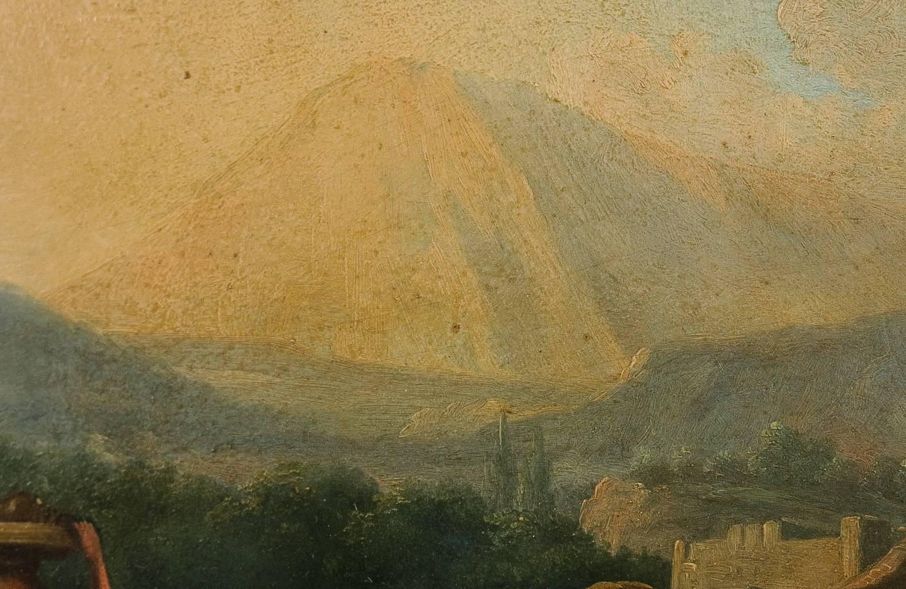 Romantic Period, Italian Landscape, Oil on Panel, circa 1830-1840 In Good Condition For Sale In Saint Ouen, FR